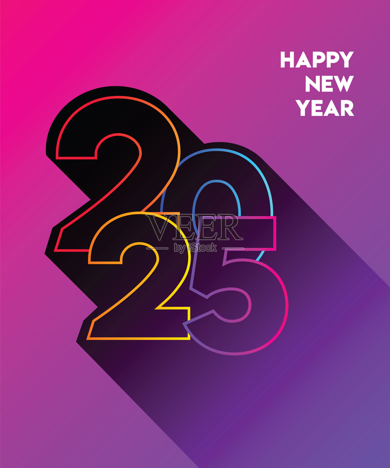 2025年新年快乐。背景上的抽象数字矢量插图。节日横幅设计用于贺卡、邀请函、日历等。矢量库存插图插画图片素材