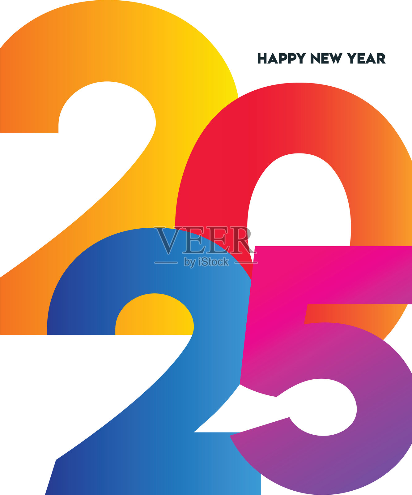 2025年新年快乐。背景上的抽象数字矢量插图。节日横幅设计用于贺卡、邀请函、日历等。矢量库存插图插画图片素材