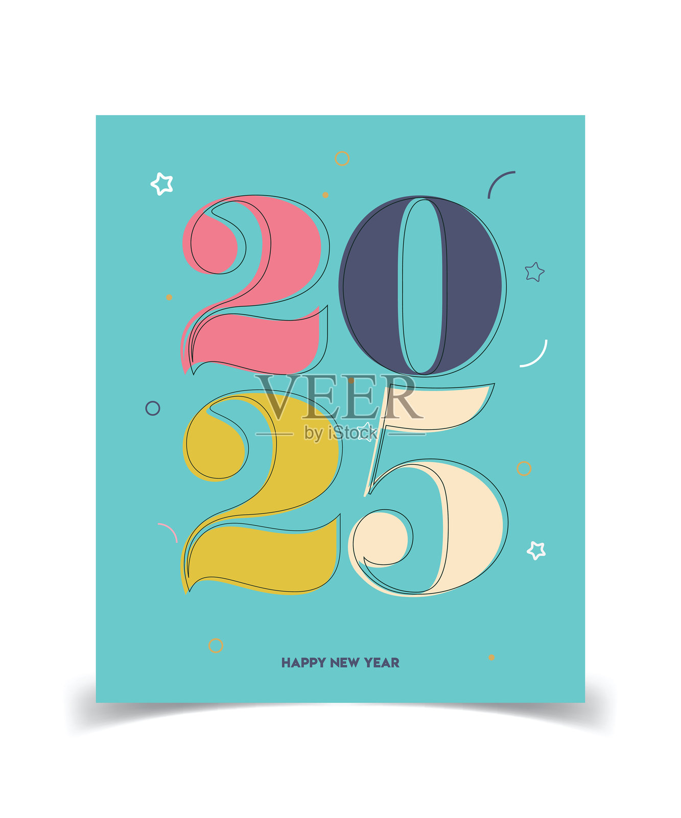 2025年新年快乐。背景上的抽象数字矢量插图。节日横幅设计用于贺卡、邀请函、日历等。矢量库存插图插画图片素材