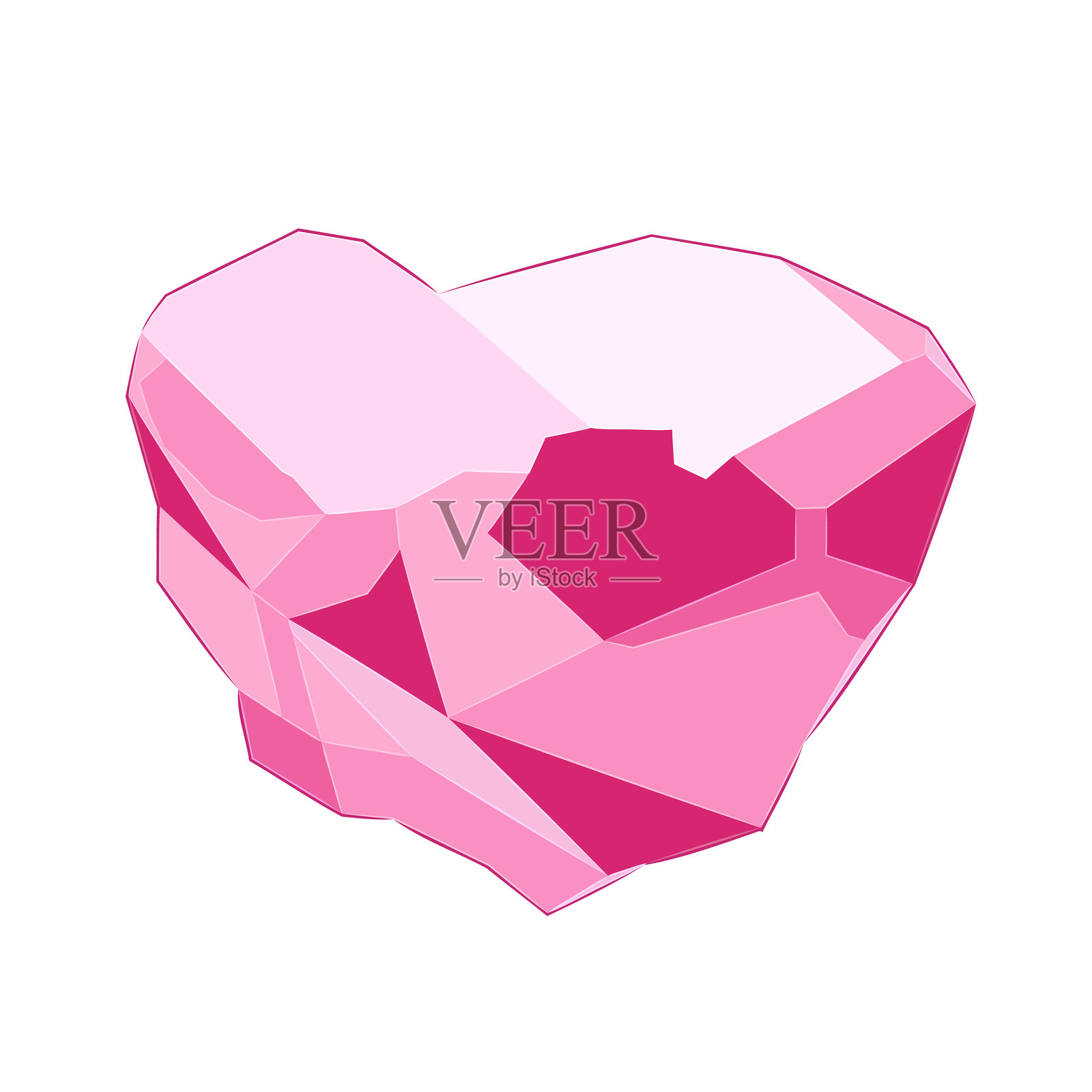 天然粗糙粉色钻石。插画图片素材