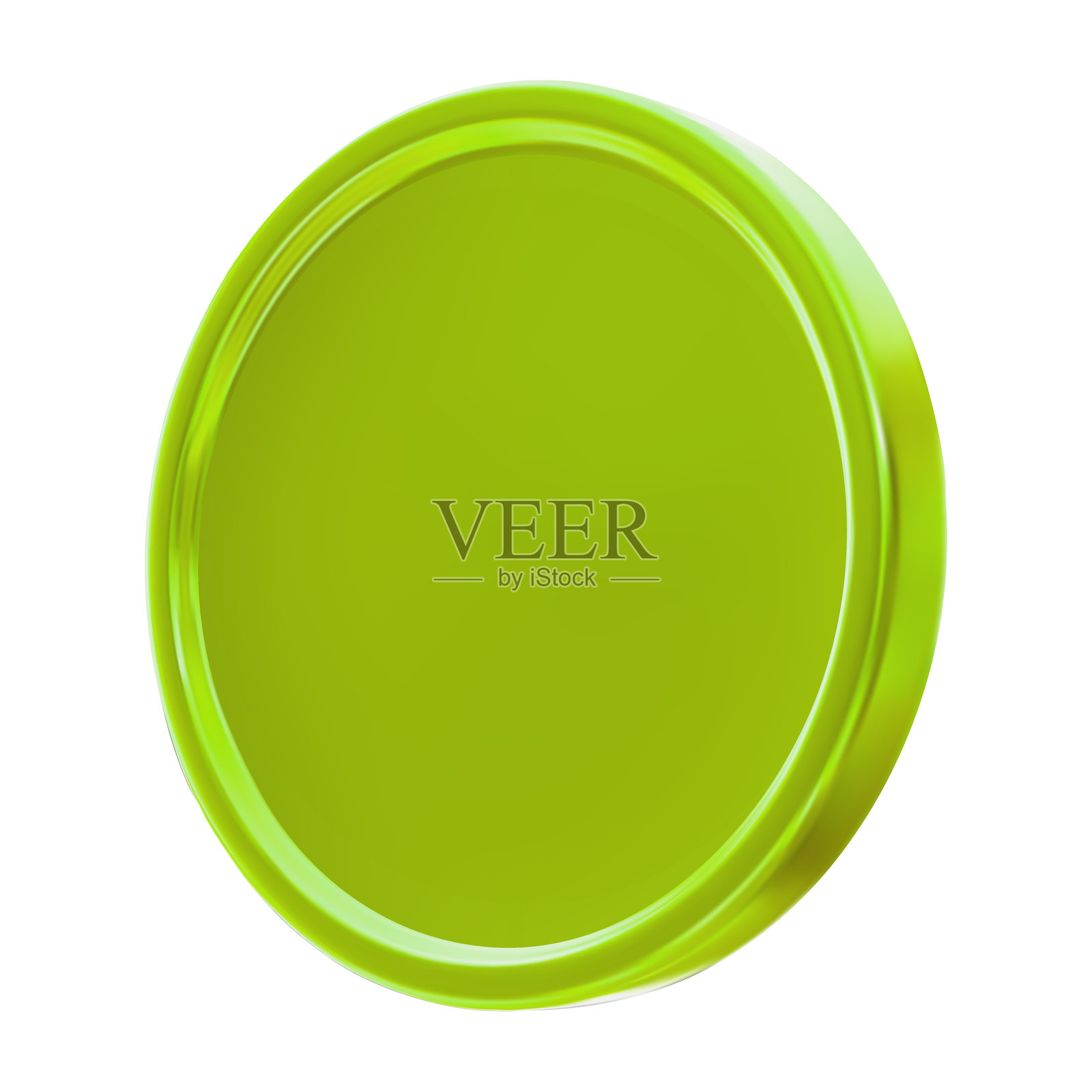 3D渲染的真实橄榄绿色金属空白奖牌矢量插图，孤立展示插画图片素材