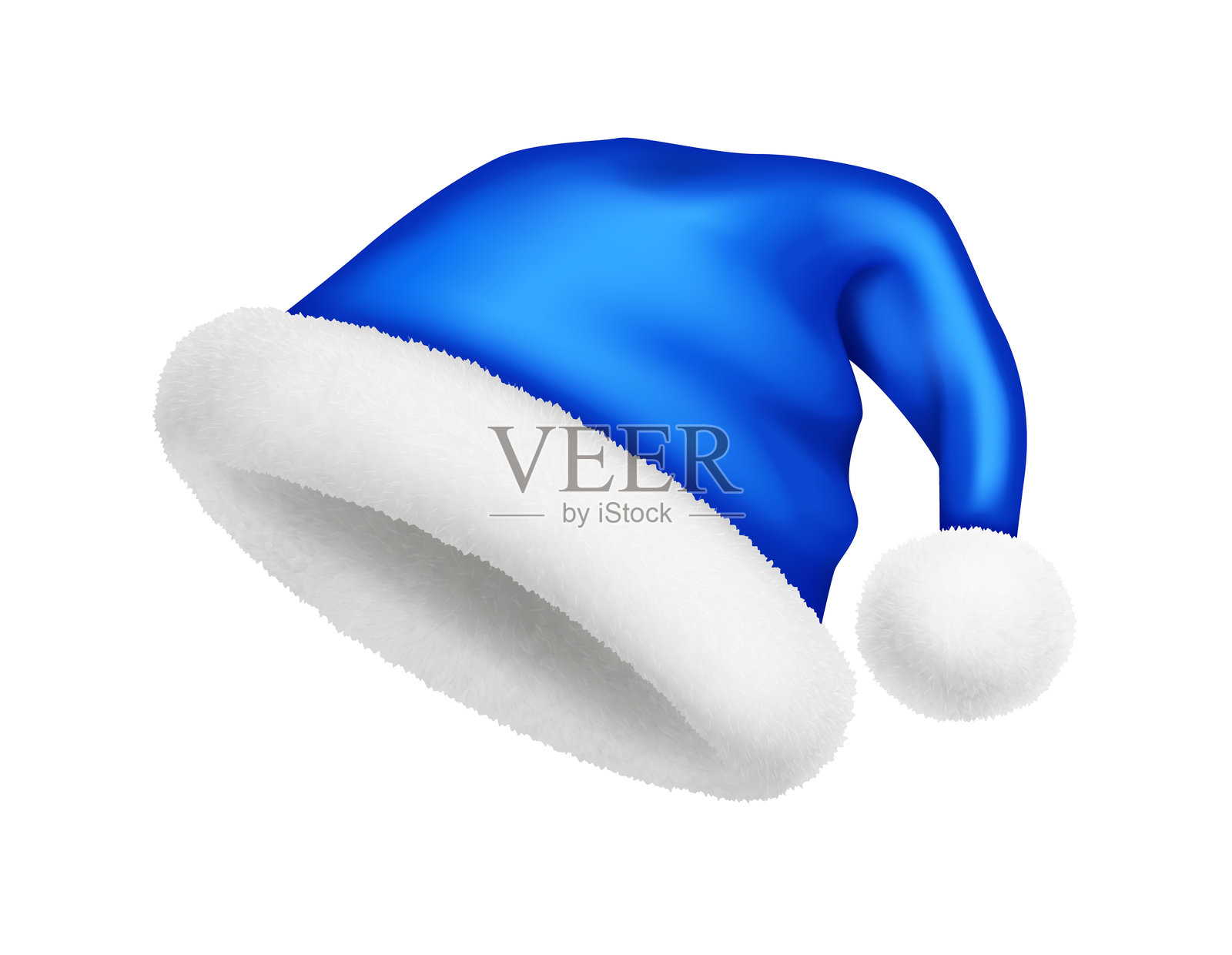 圣诞老人帽子，带毛皮的逼真矢量插图插画图片素材