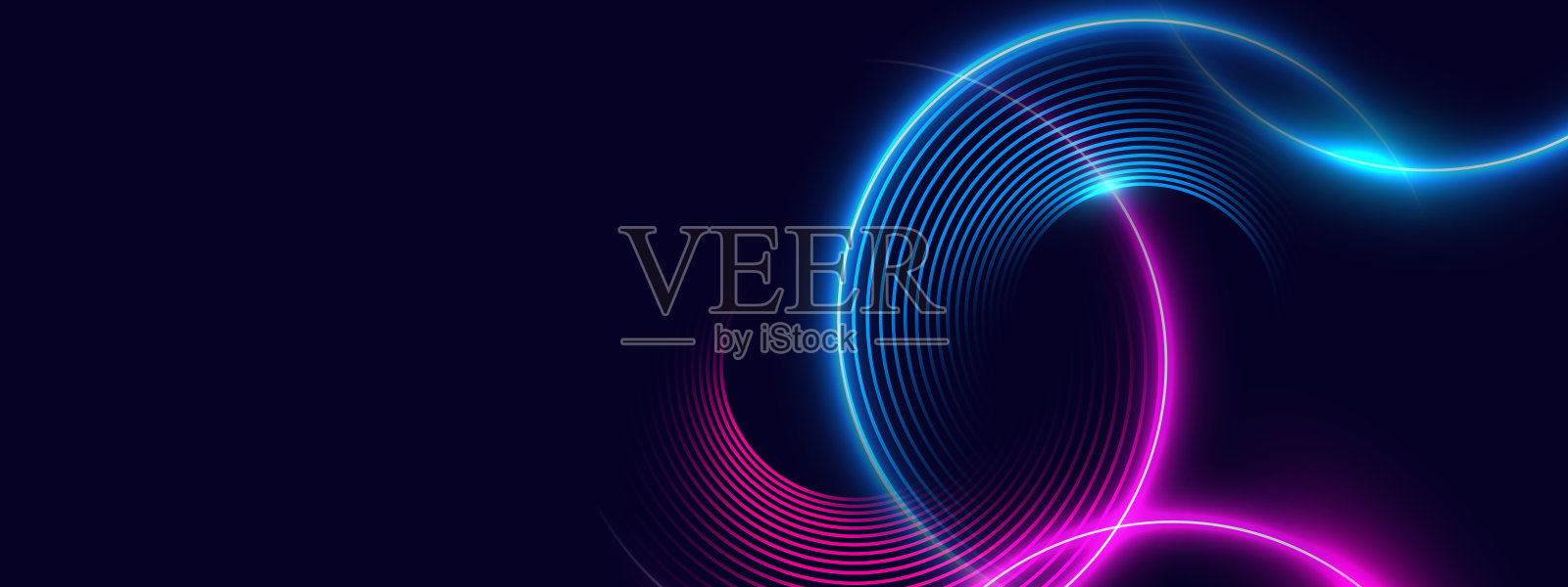 未来主义霓虹圆形抽象背景插画图片素材