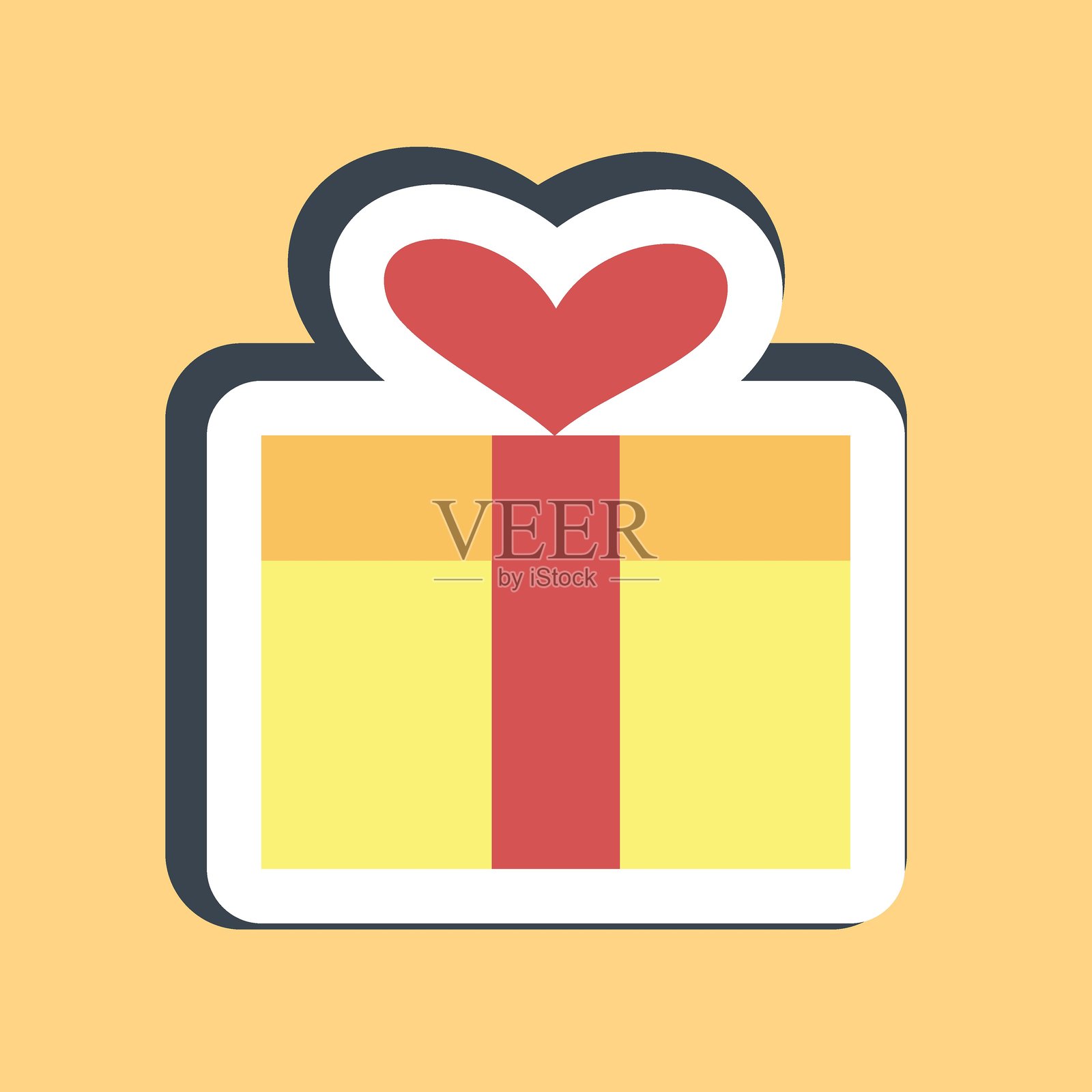 情人节贴纸礼物。情人节庆祝元素。适合印刷、海报、标志、派对装饰、贺卡等。插画图片素材