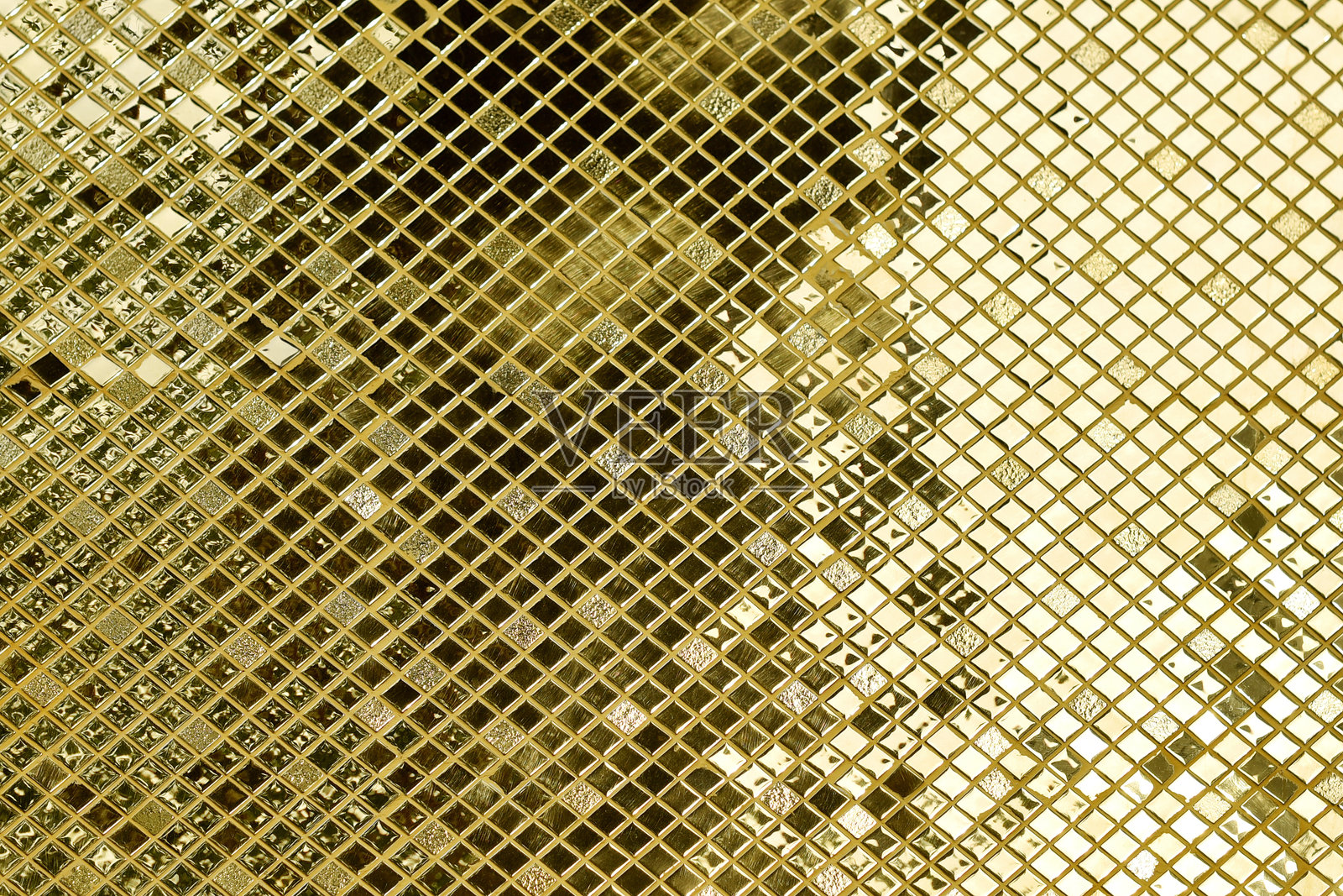金色瓷砖图案背景墙照片摄影图片