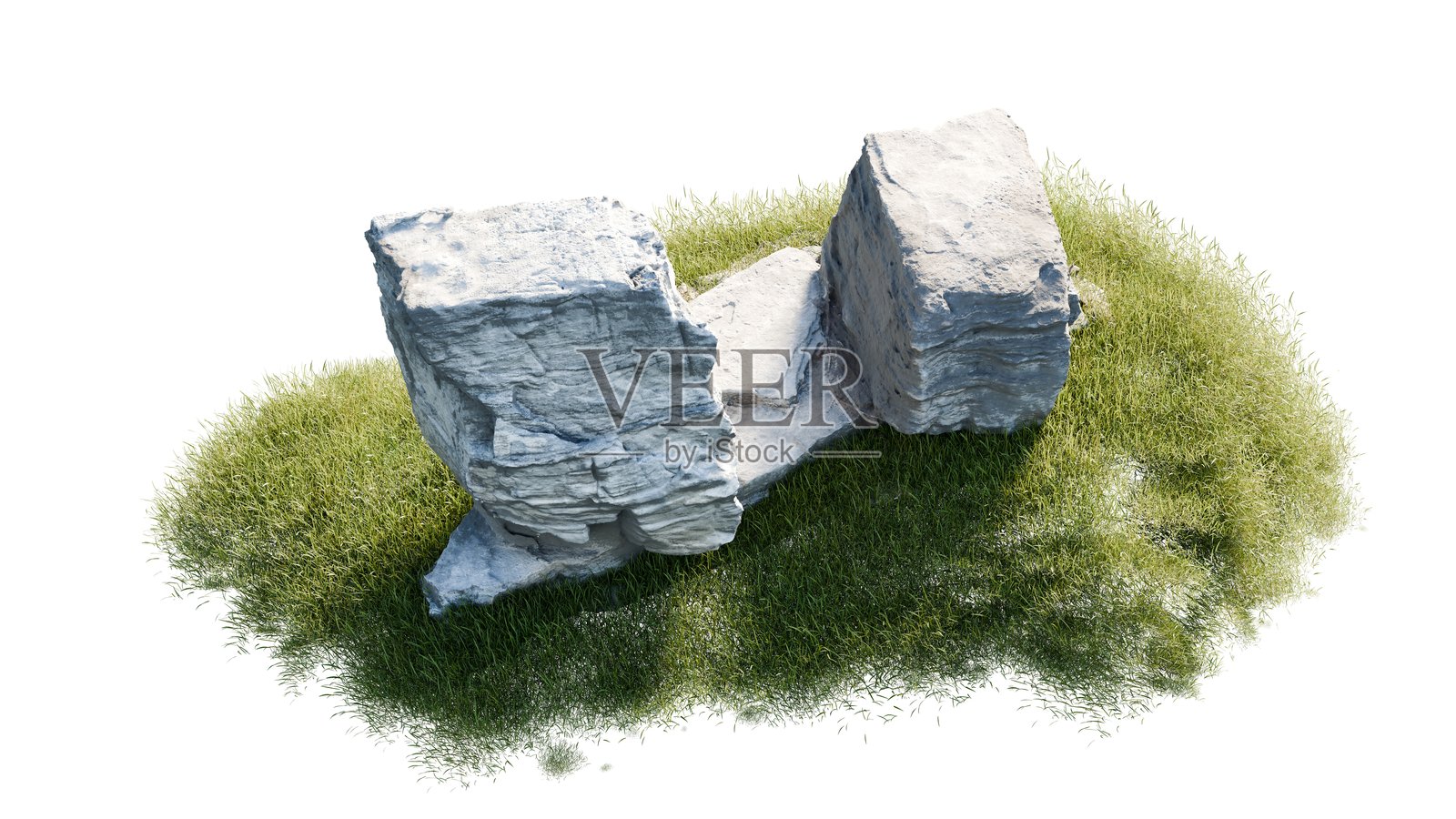 乡村风格的石头和草的排列，孤立展示照片摄影图片