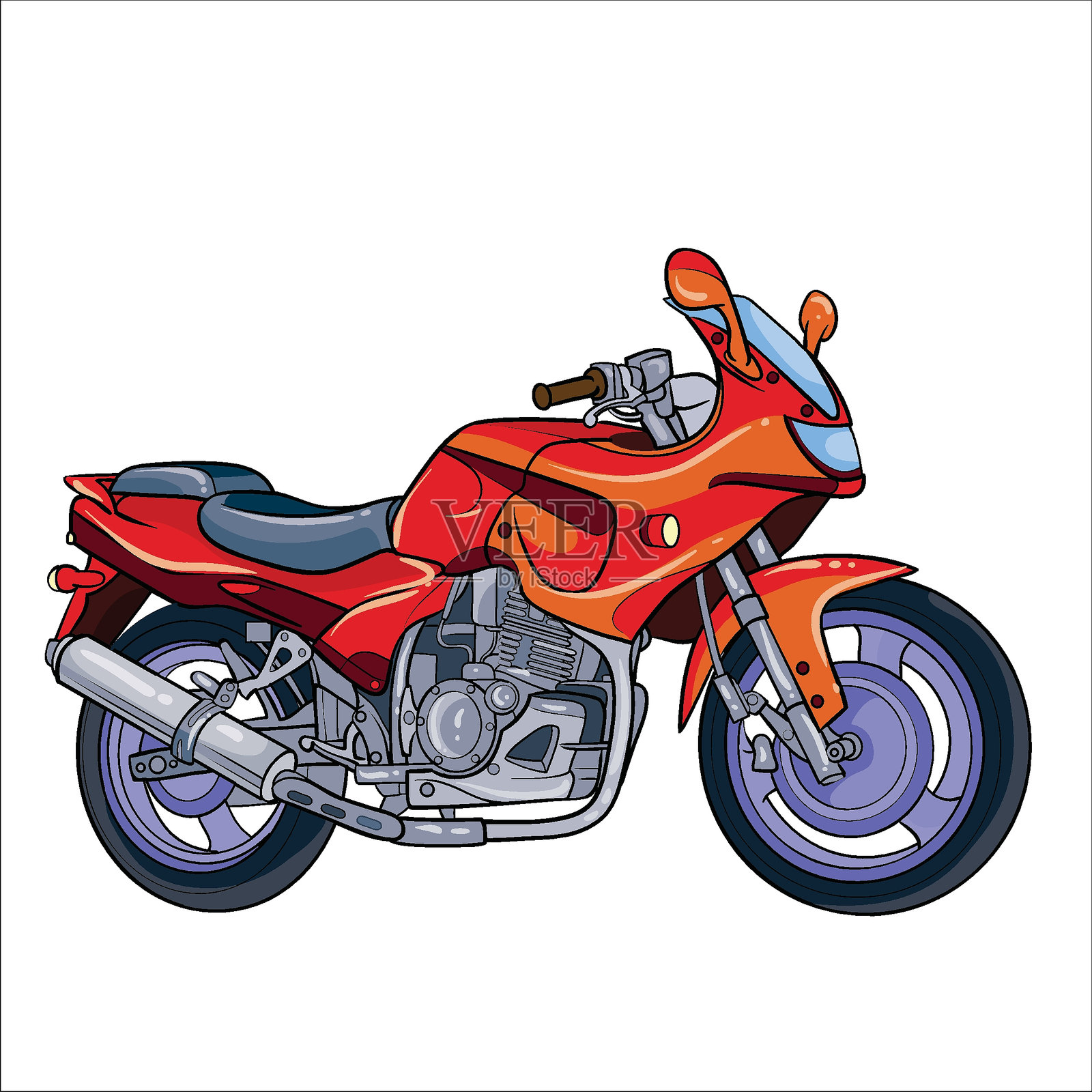 红色运动摩托车插画图片素材
