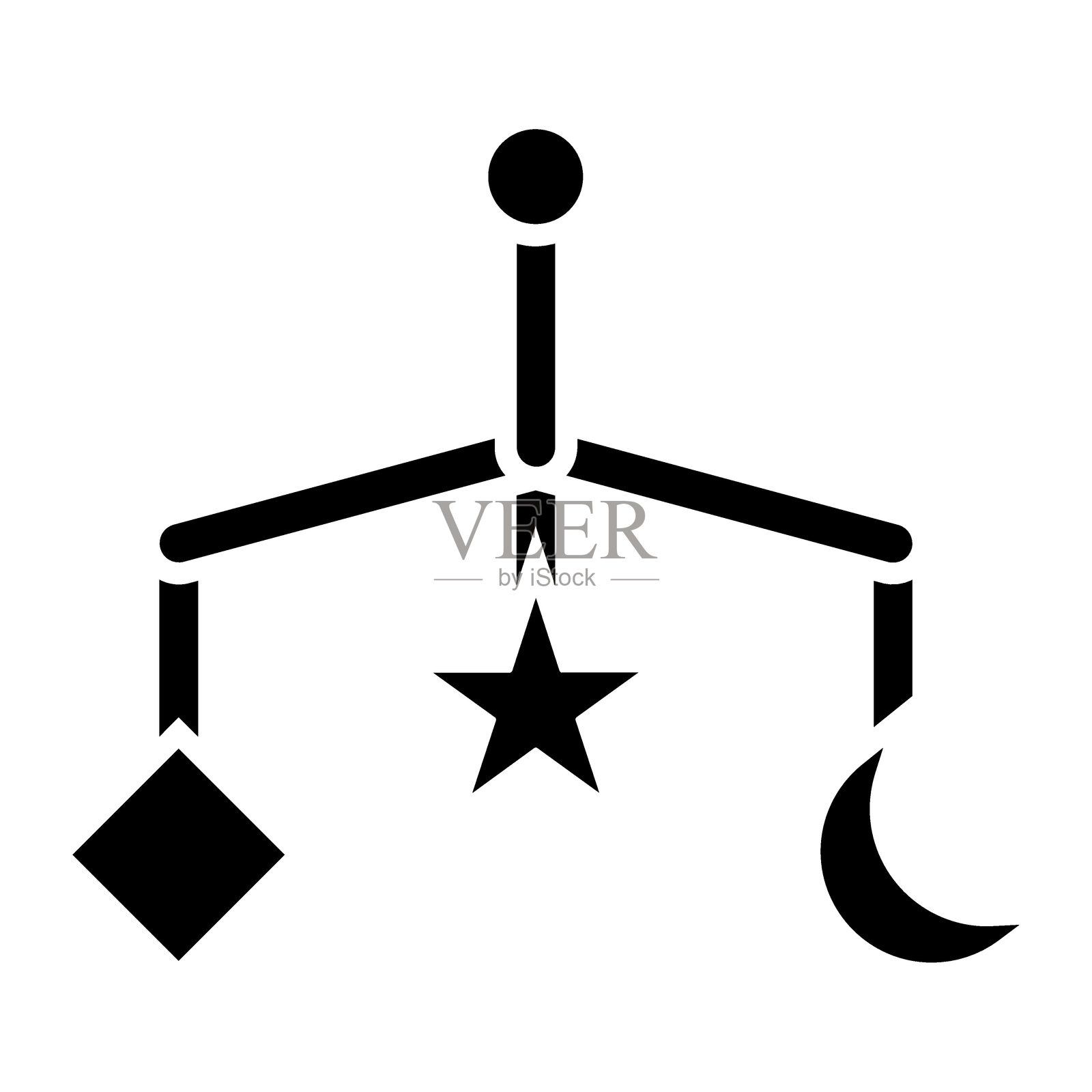 婴儿摇铃图标风格插画图片素材