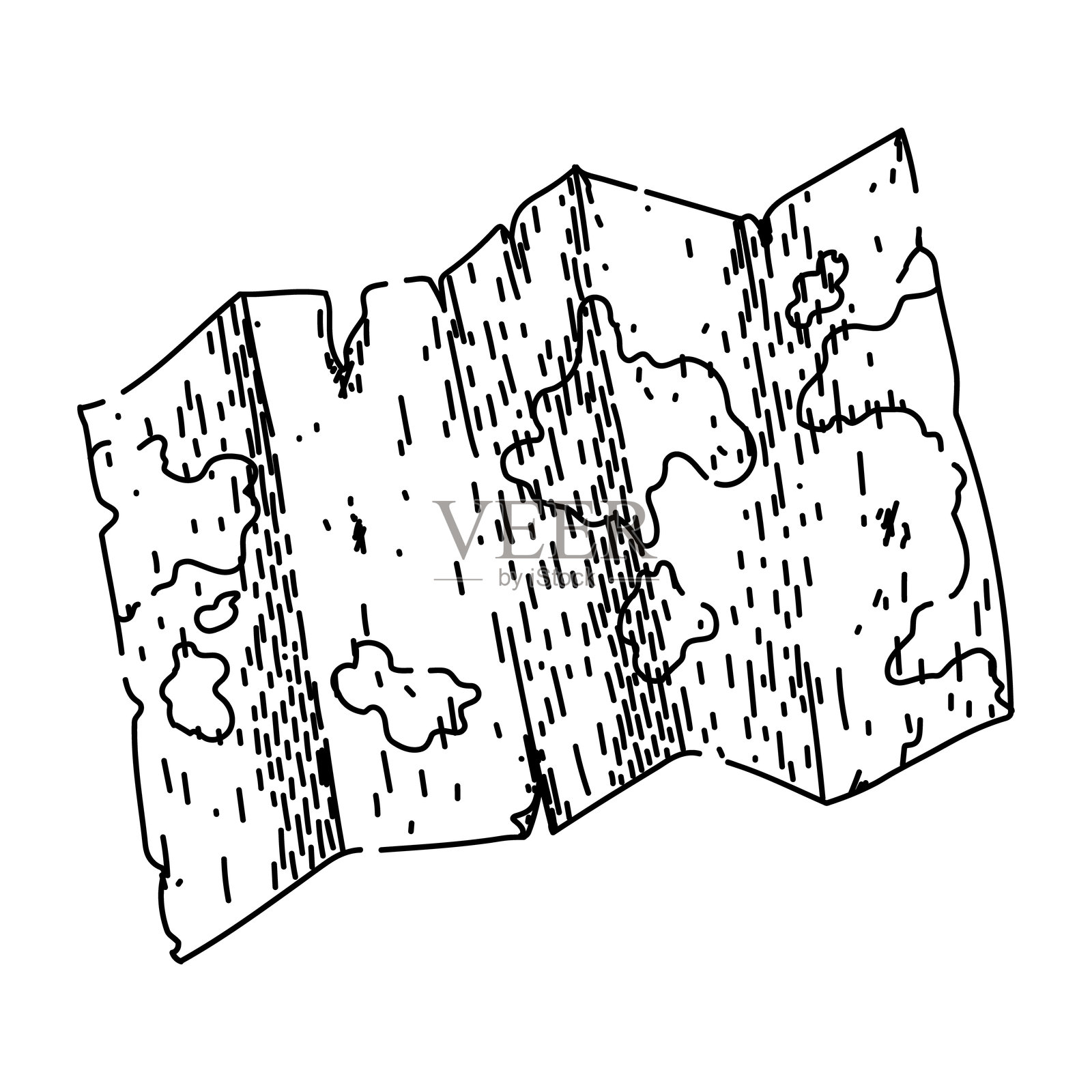 手绘老地图草图矢量图插画图片素材