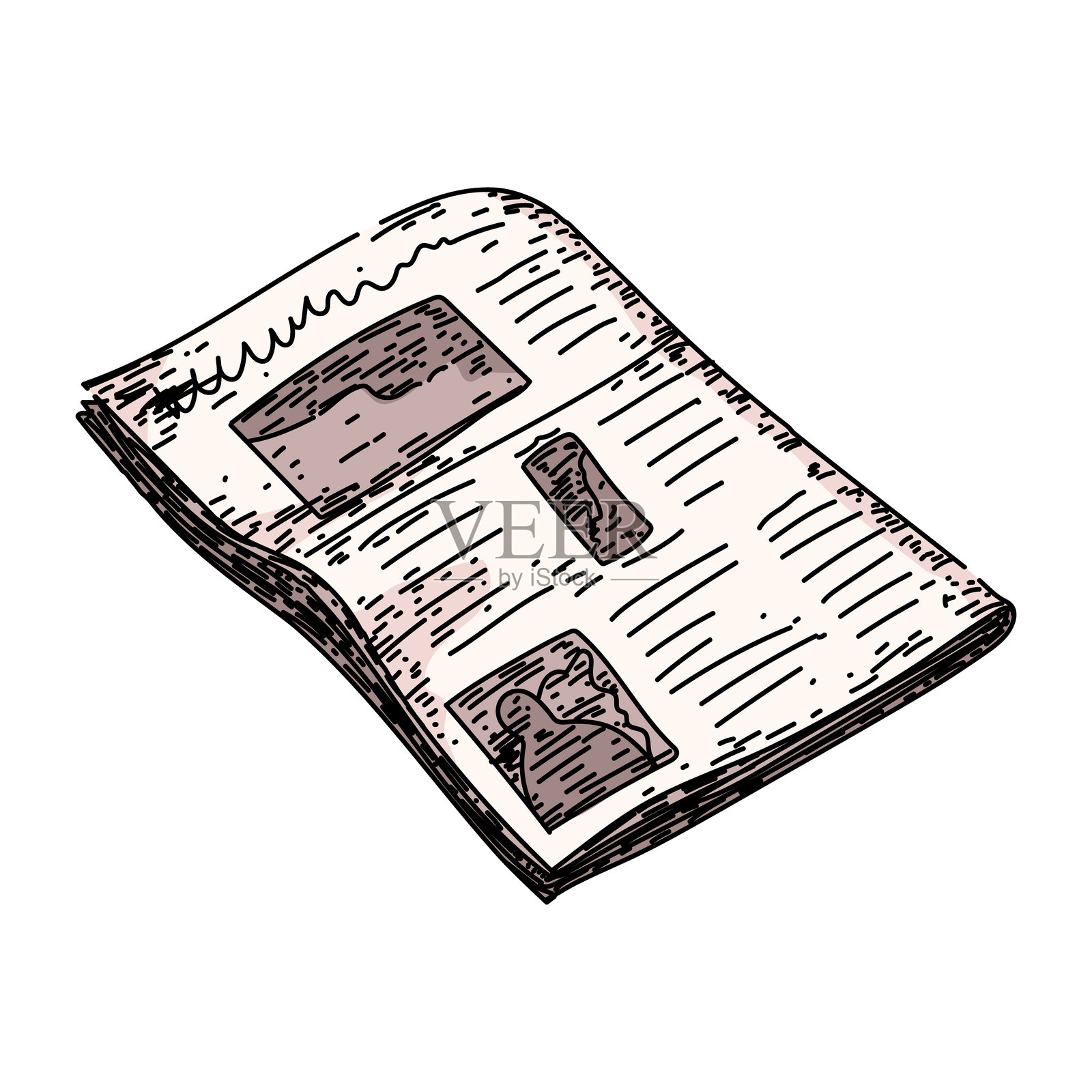 复古旧报纸素描手绘矢量图插画图片素材
