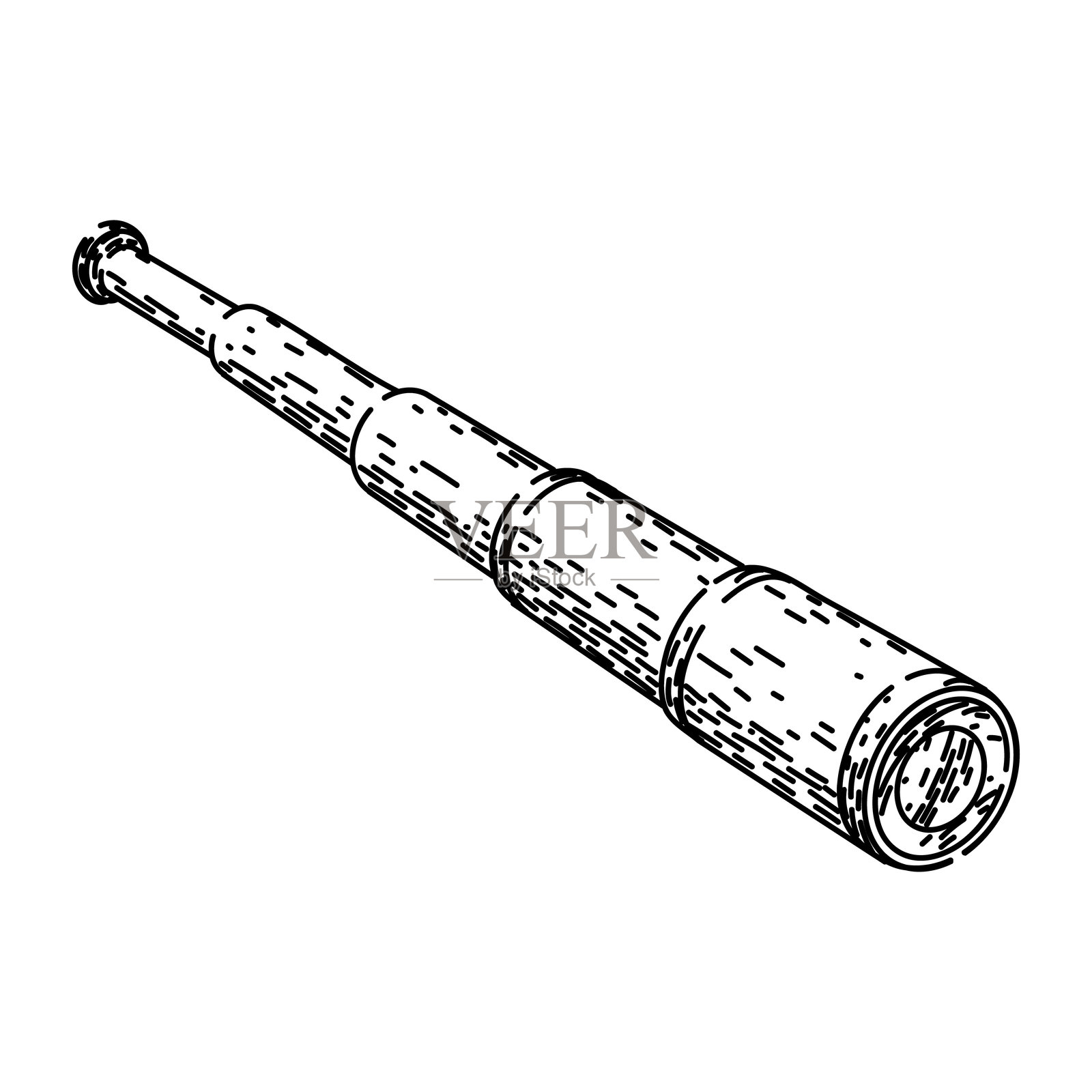 手绘望远镜草图矢量图插画图片素材
