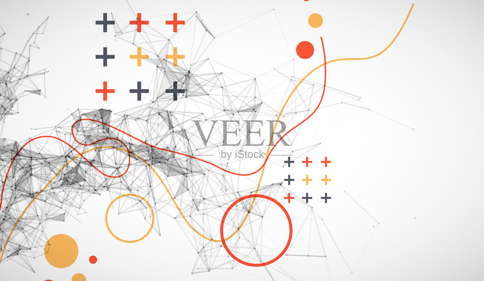 抽象的多边形矢量背景，带有连接的点和线。数字数据可视化。手绘风格。插画图片素材