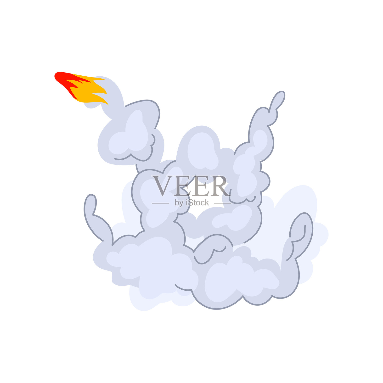 火箭排气烟雾轨迹卡通矢量插图插画图片素材