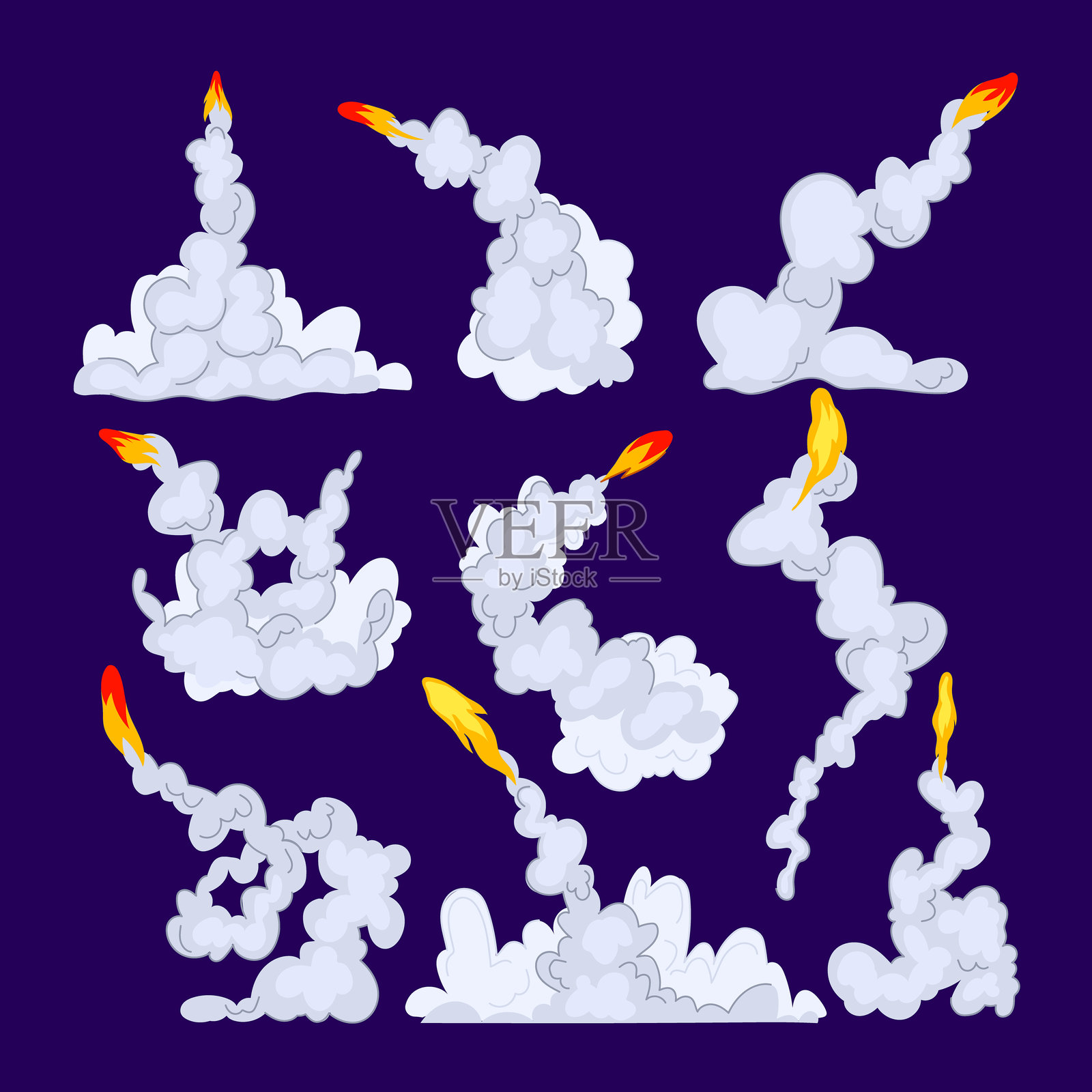 火箭烟雾轨迹卡通矢量插图插画图片素材