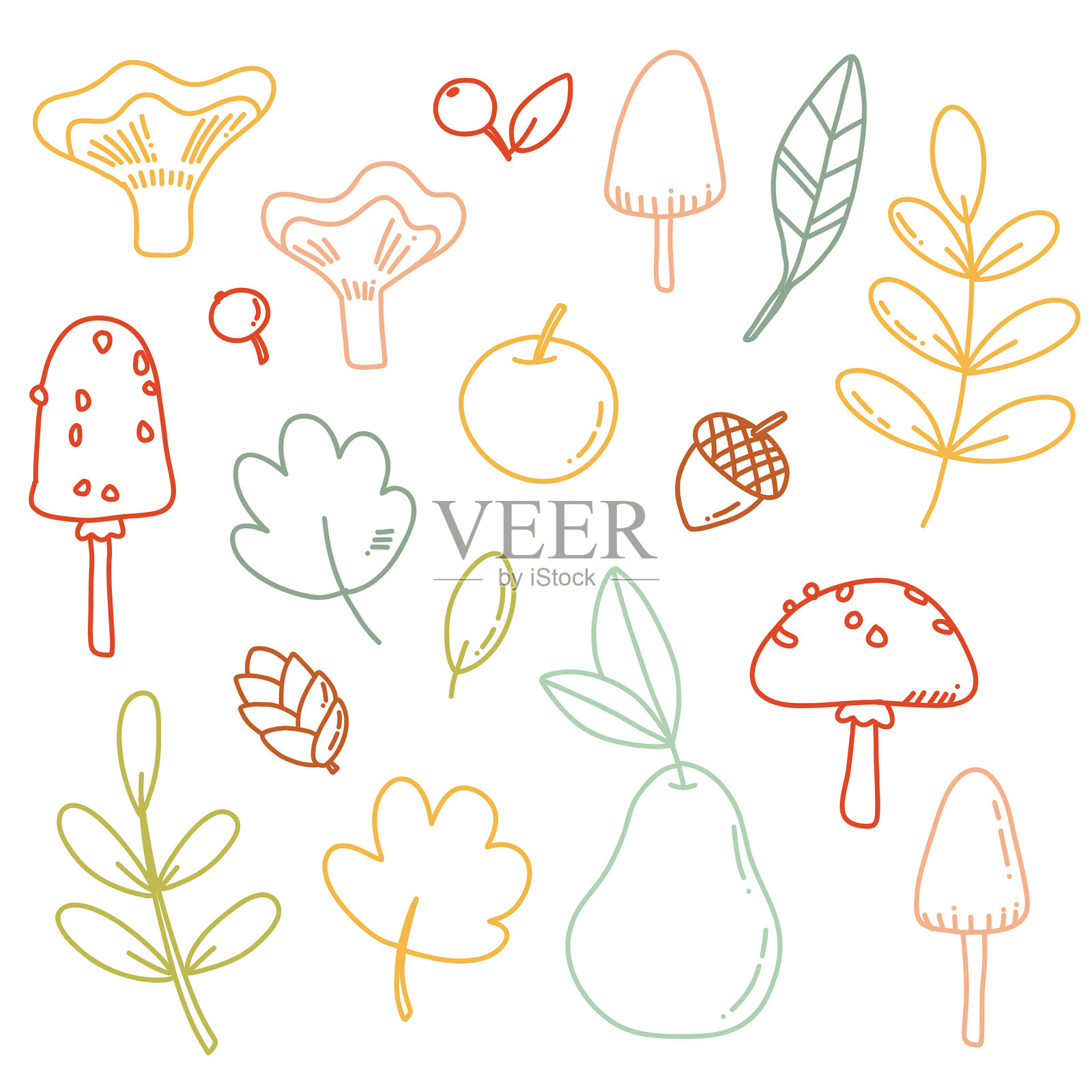 秋季元素的矢量图集插画图片素材