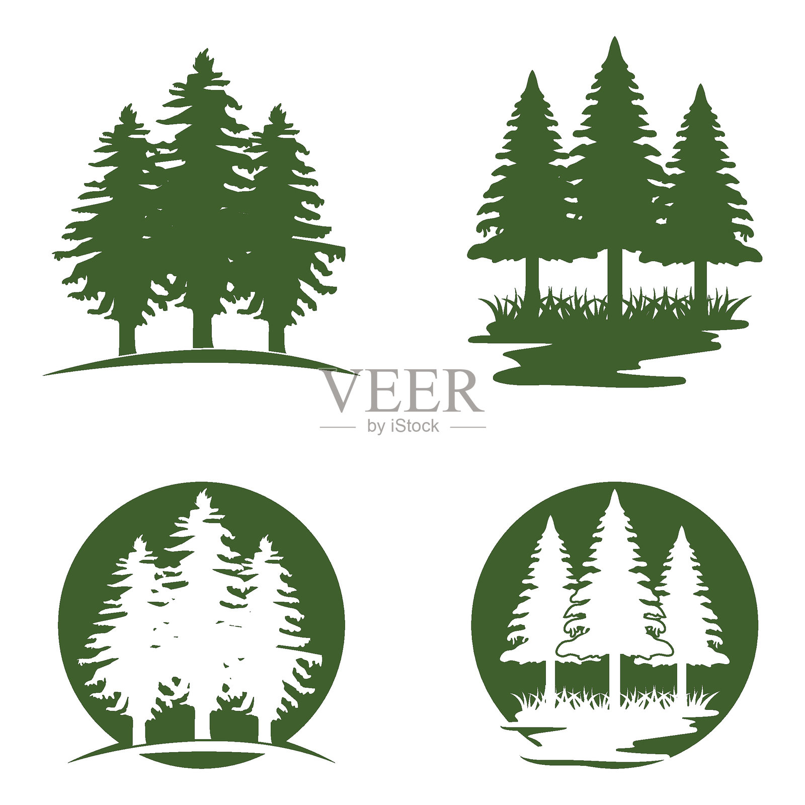 松树标志插图矢量图集插画图片素材