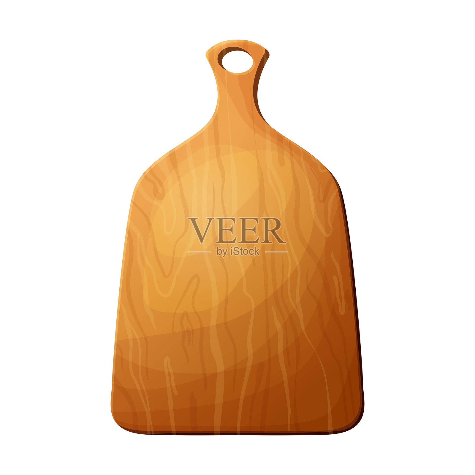 切割木板用于切菜、比萨和肉类。厨房卡通老式盾牌。白色背景上隔离的食品用木板。插画图片素材