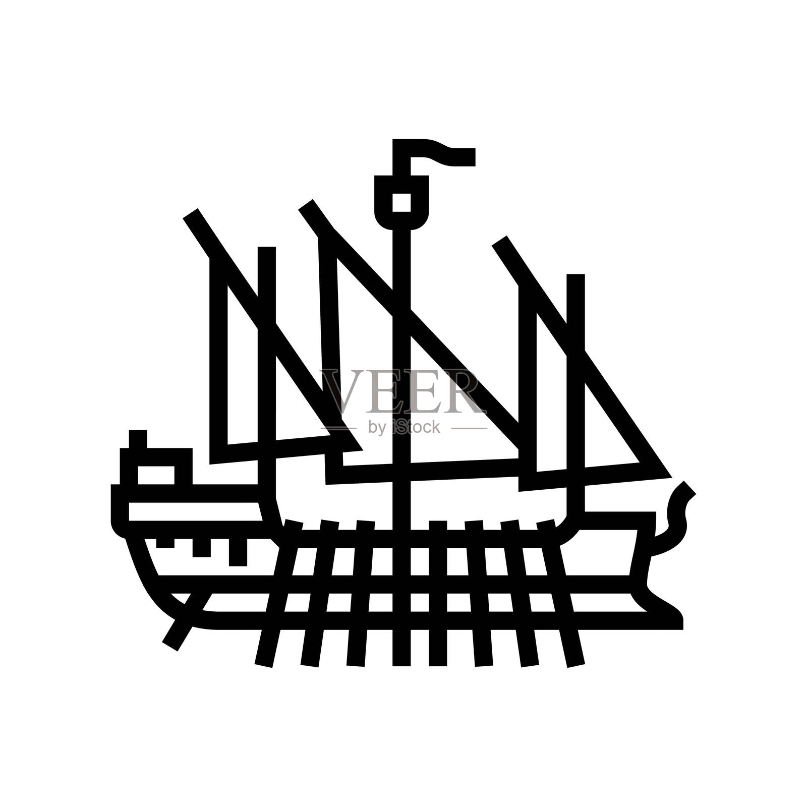 拜占庭船只线条图标插图插画图片素材