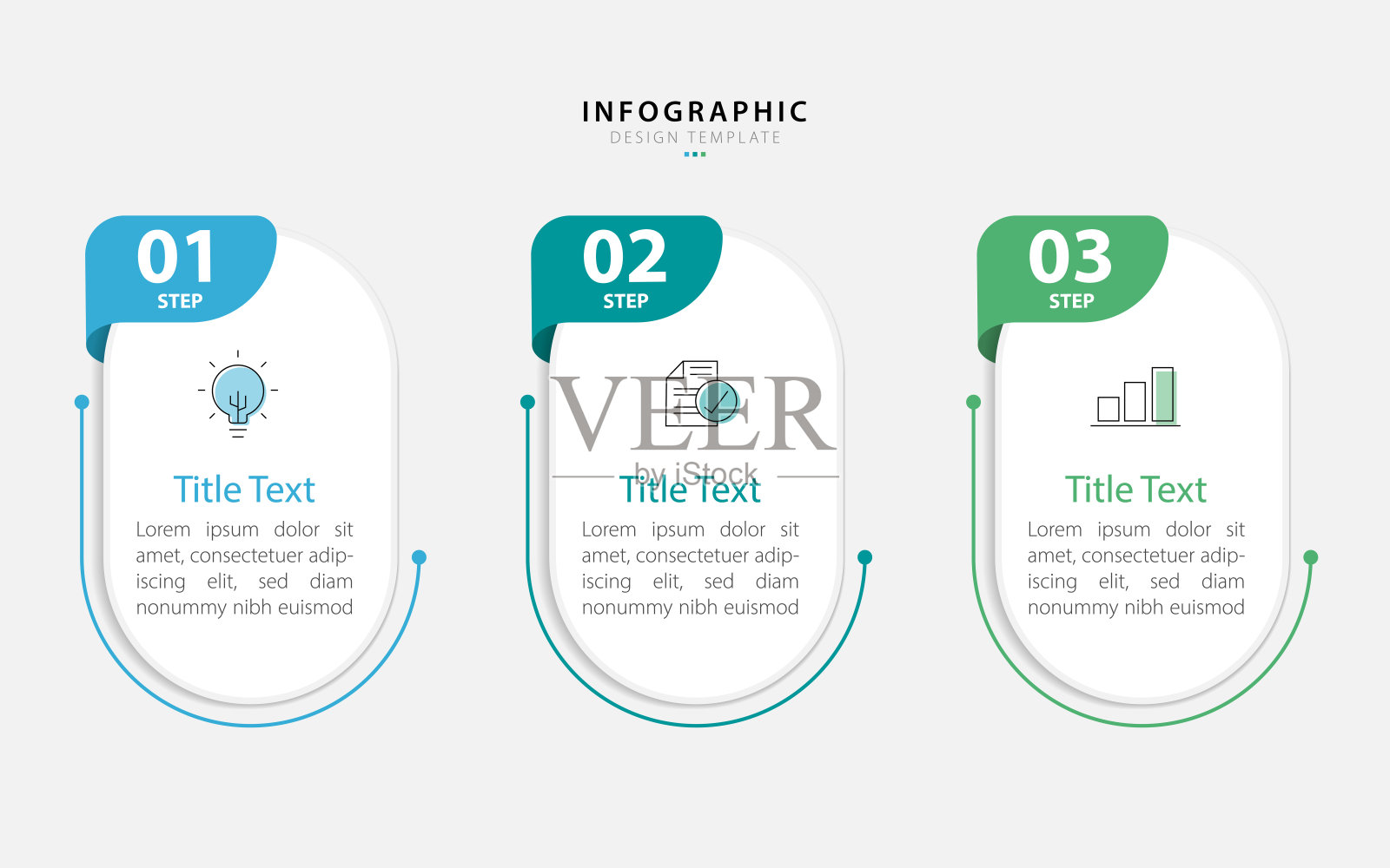 商业信息图表模板。三步时间线旅程。插画图片素材