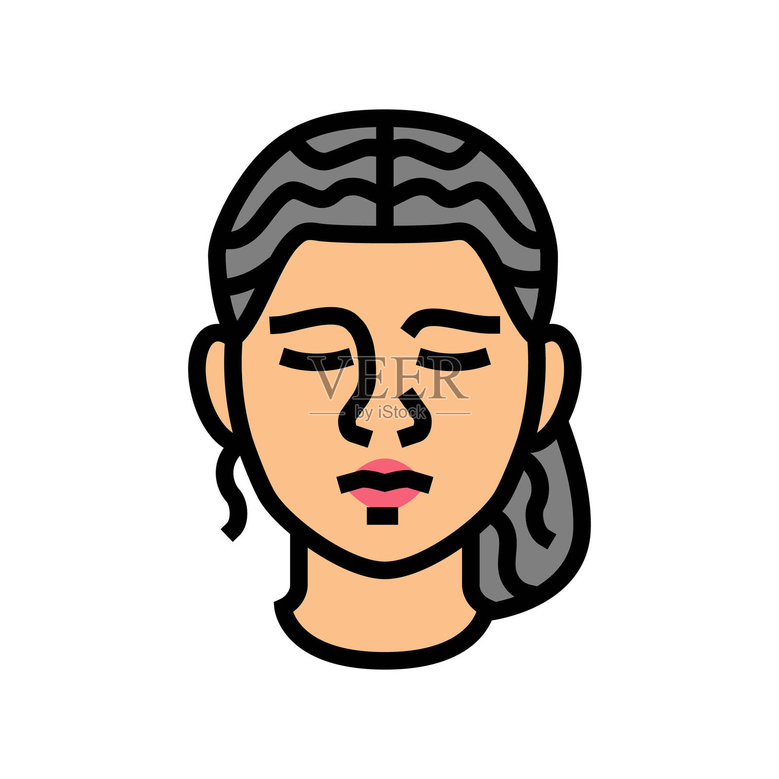 悲伤女性表情彩色图标插图插画图片素材