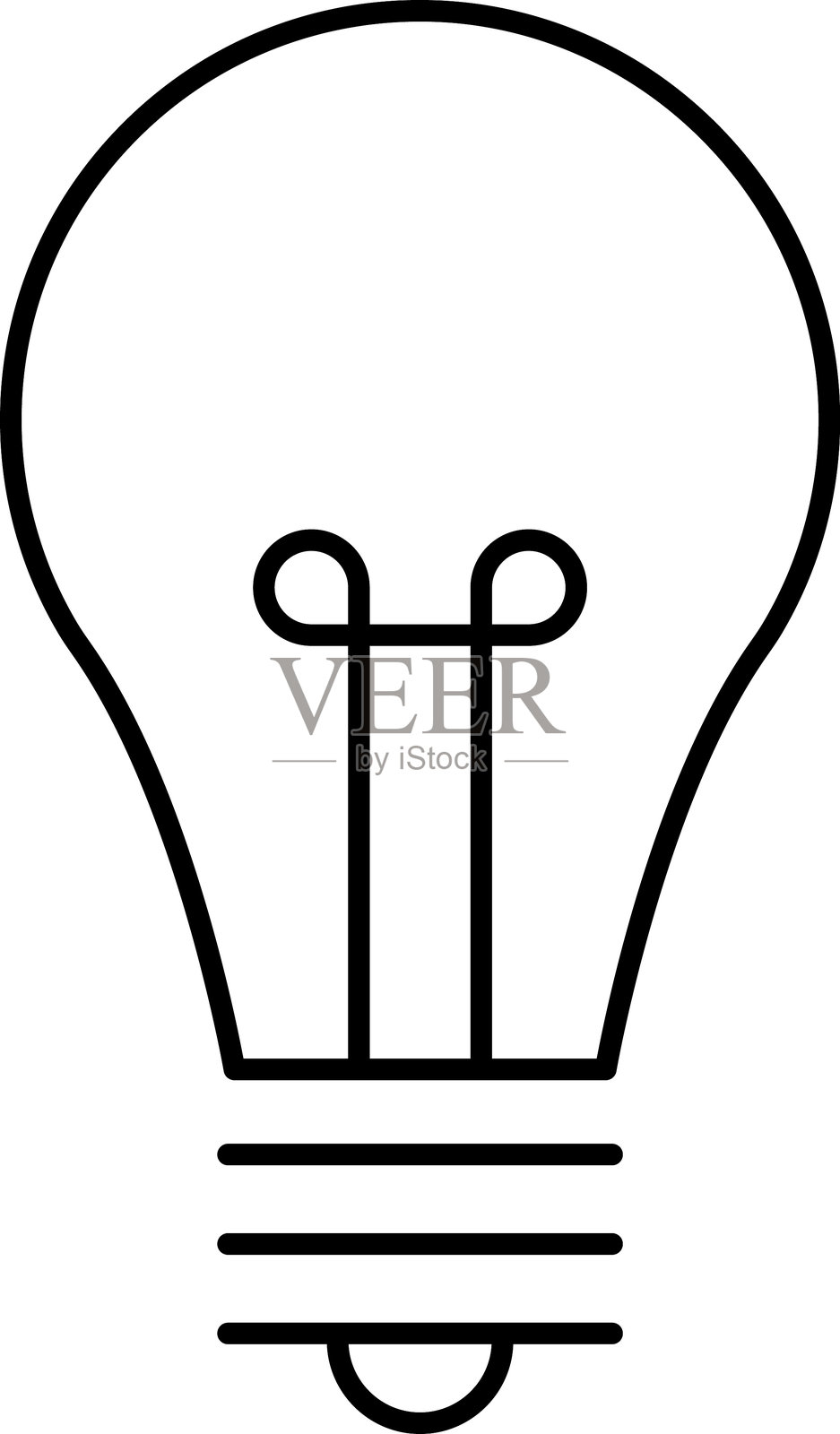 灯泡线条图标矢量图，白色背景上独立展示。创意标志，解决方案，思考概念。照明电灯，电力，闪耀，光亮。平面风格适用于图形设计、标志、网站和用户界面。插画图片素材