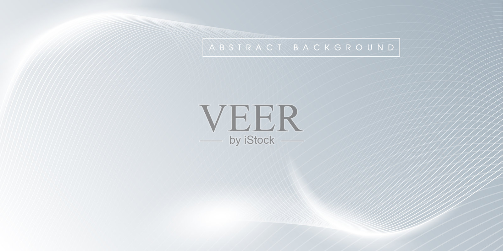 白色抽象背景，带有波浪线条。银色主题色的数字未来科技概念。插画图片素材