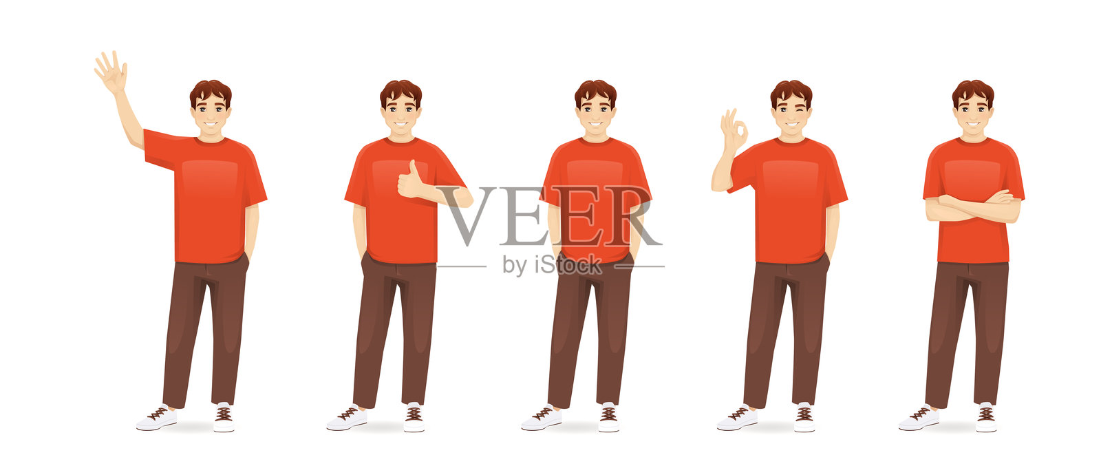 Young teenage man set插画图片素材