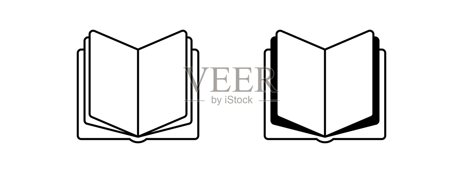 书本图标。打开的书本图标。教育标志和符号矢量图。教育简单细线图标。电子学习、教程、远程学习。插画图片素材