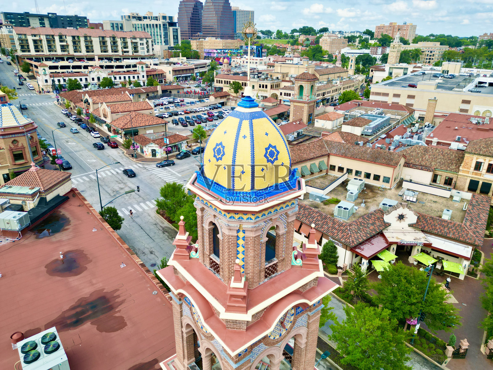 西班牙建筑的鸟瞰图照片摄影图片