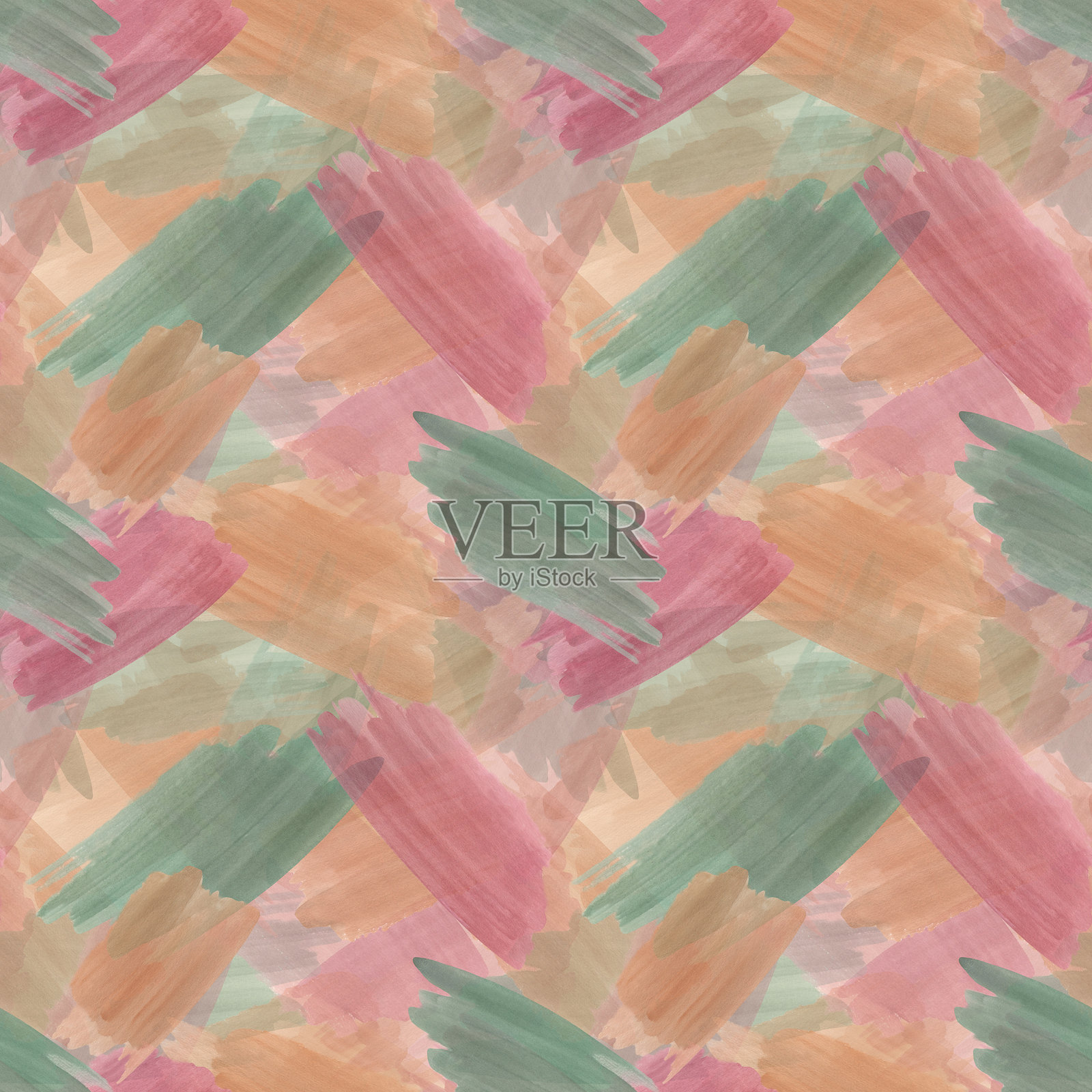 秋季色彩的抽象纹理无缝图案。水彩手绘的黄色、绿色、红色笔触相互重叠。适用于卡片和贺卡背景的插图。照片摄影图片