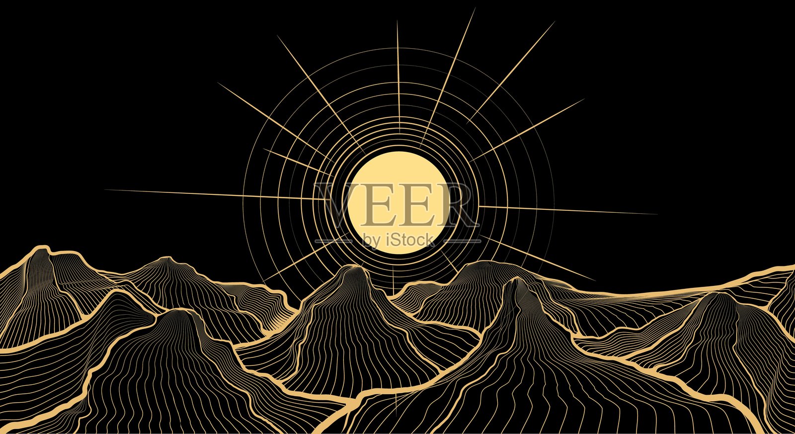 雕刻的山地风景插画图片素材