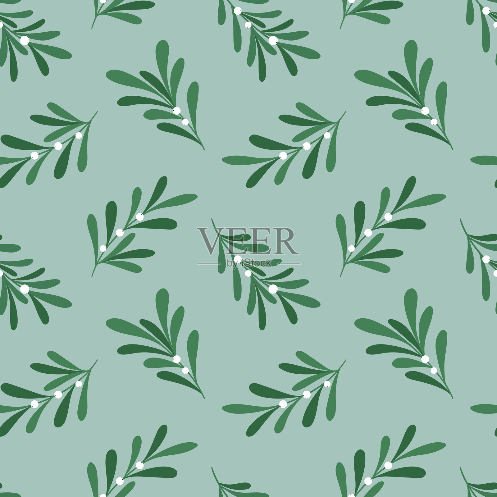 圣诞节矢量无缝图案与冬季植物。插画图片素材