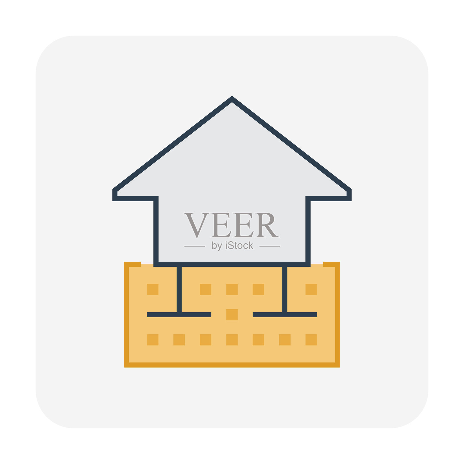 房屋建筑与基础，岩土工程矢量图标。插画图片素材