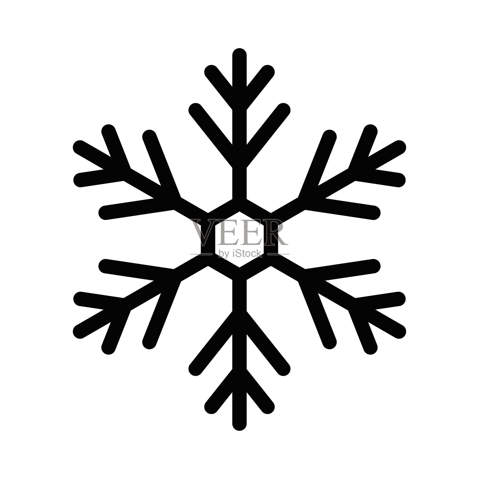 优雅的线条艺术雪花，代表冬季、寒冷或节日主题。矢量插图。可编辑的线条。插画图片素材