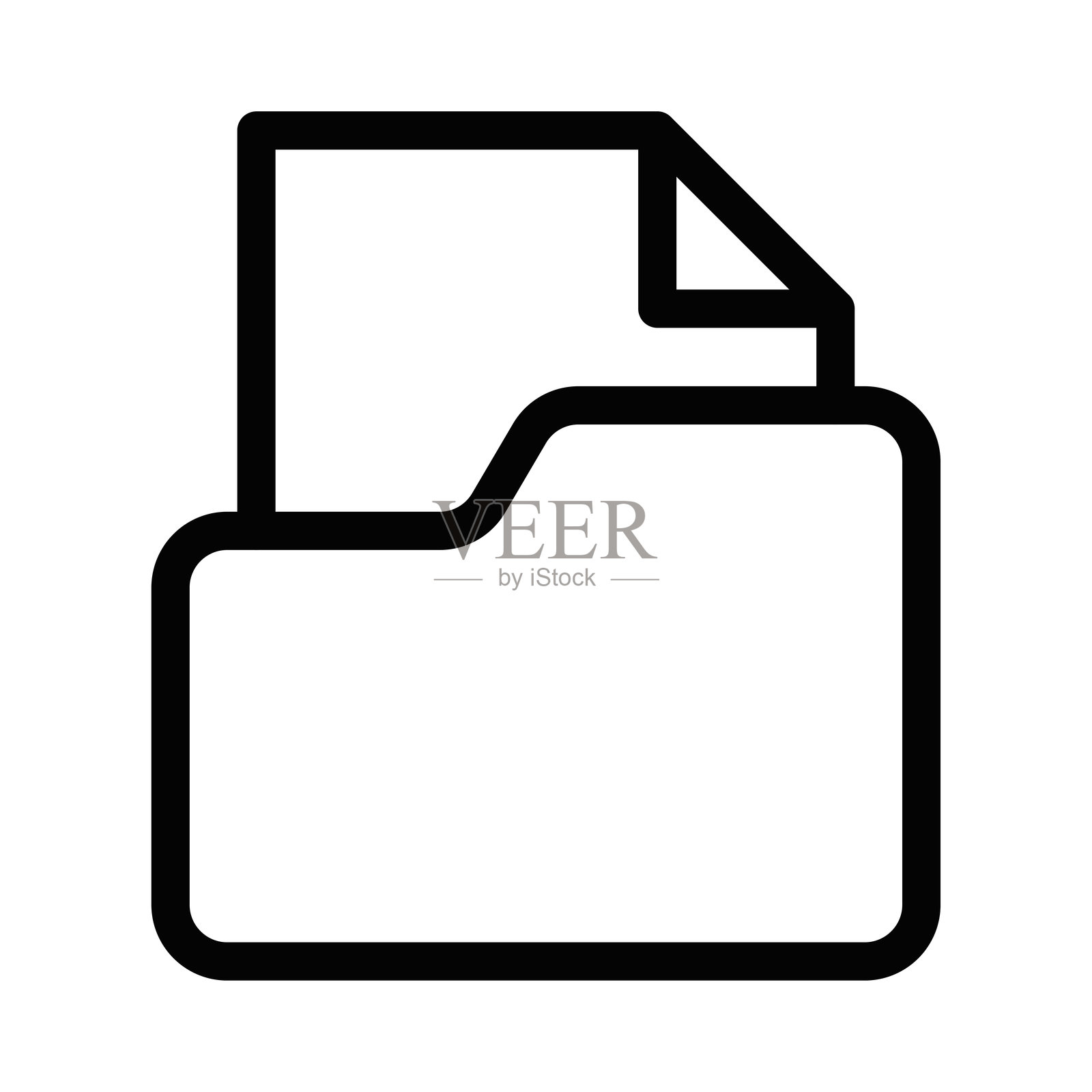 文件夹图标，采用简洁的轮廓风格。代表数据组织、文档或存储。现代矢量插图。可编辑的线条。插画图片素材