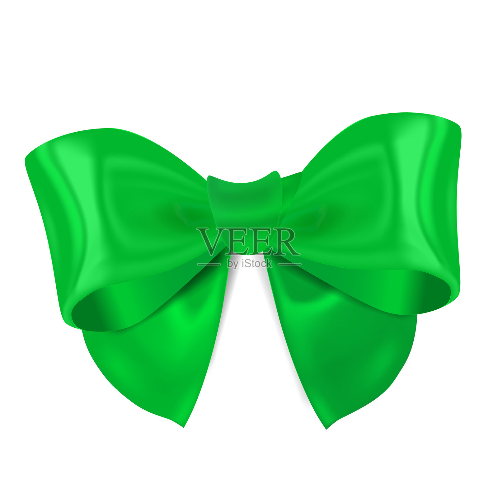 白色背景上的绿色丝带蝴蝶结。孤立矢量图。插画图片素材