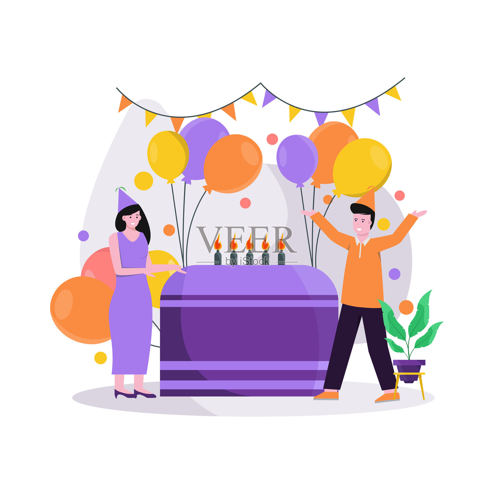 庆祝特殊日子，打开礼物和惊喜插画图片素材