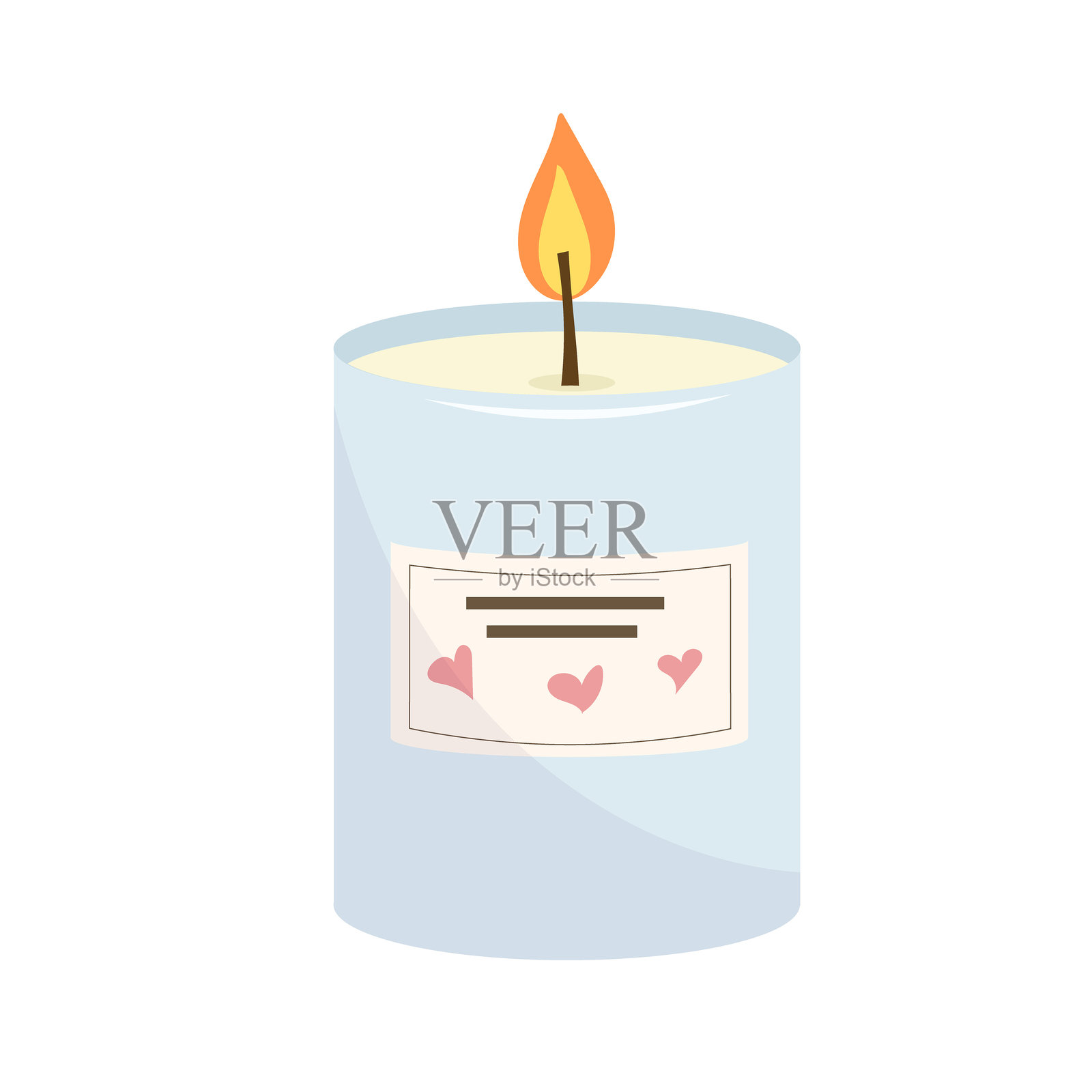 带火焰的蜡烛插图，温馨的装饰插画图片素材