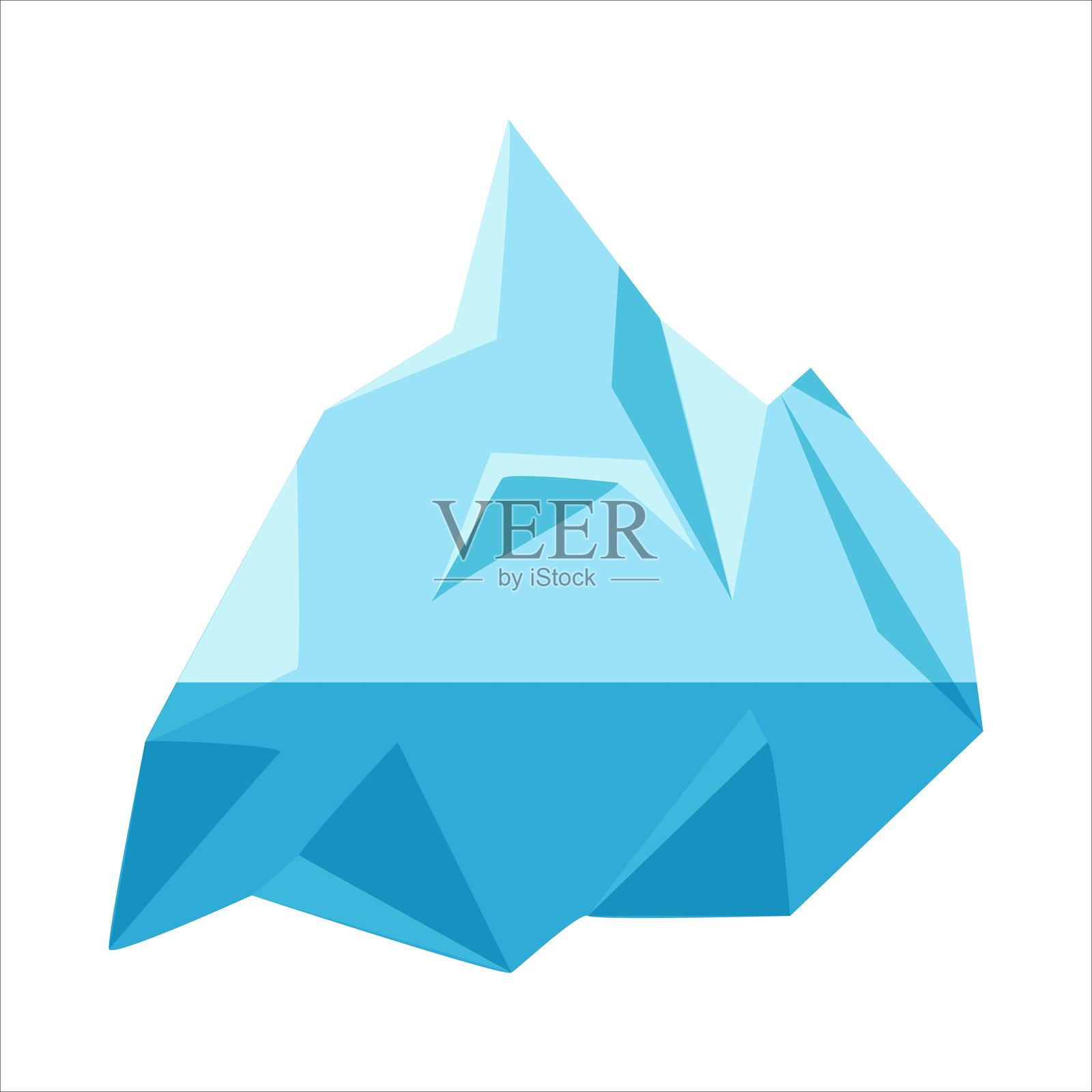 冰山。冰。冰冷的海洋。北极。冰川。南极。白色背景上的多边形插图。矢量图。插画图片素材