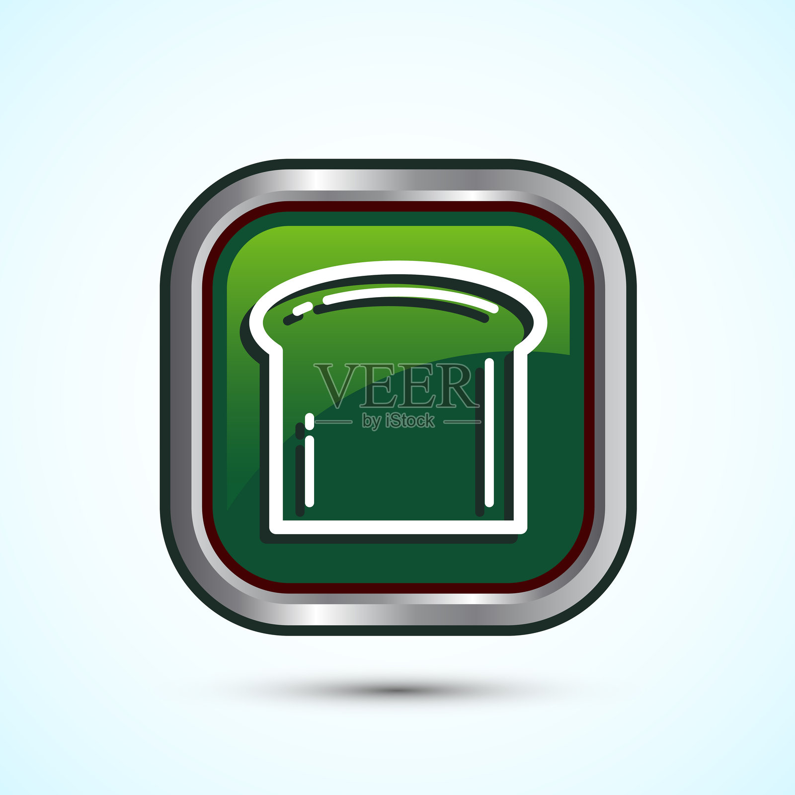 面包图标设计插图，面包店图标，绿色方形按钮设计插画图片素材