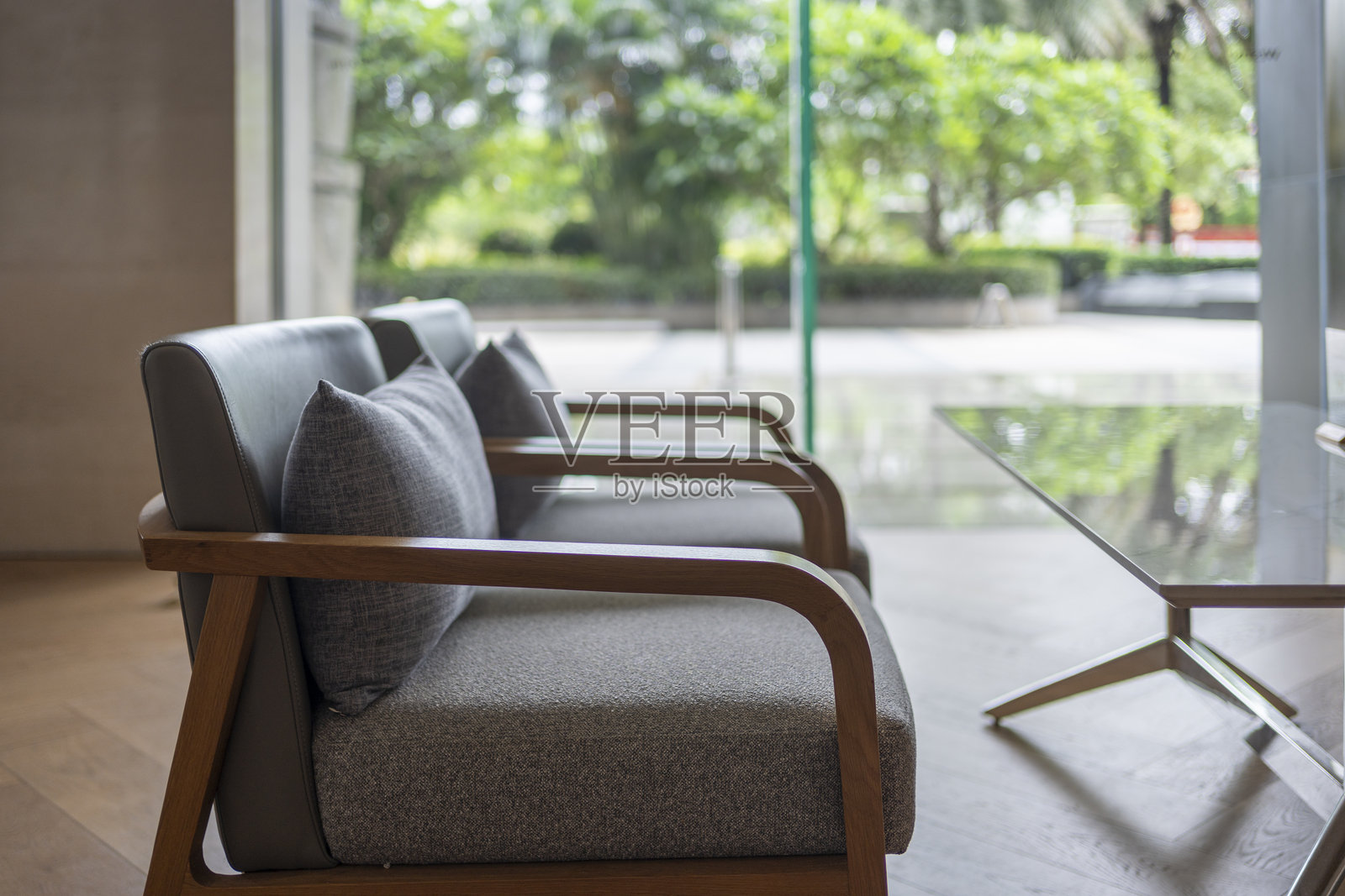 舒适的沙发、桌子和椅子在客厅里照片摄影图片