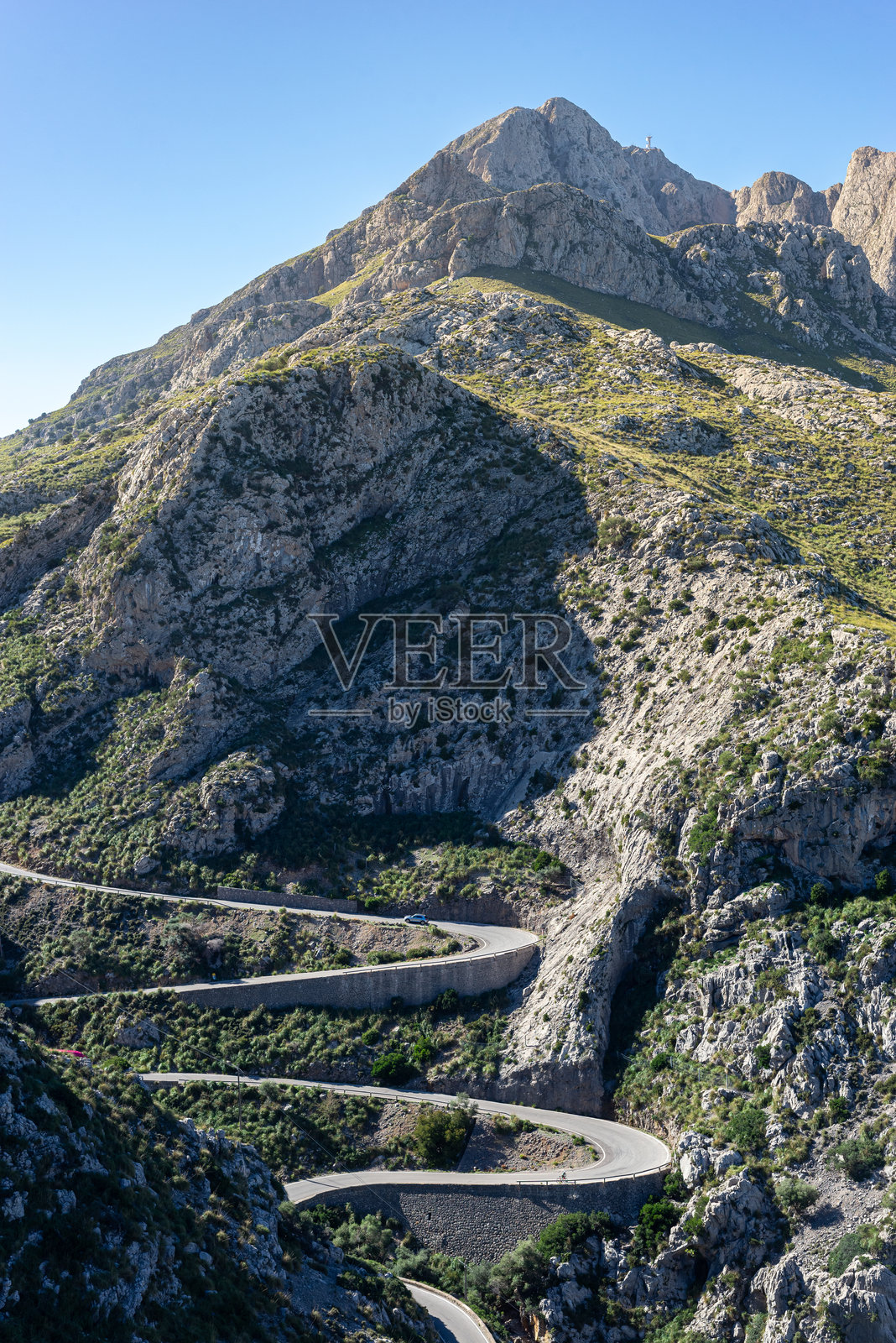 马略卡岛的蜿蜒道路照片摄影图片