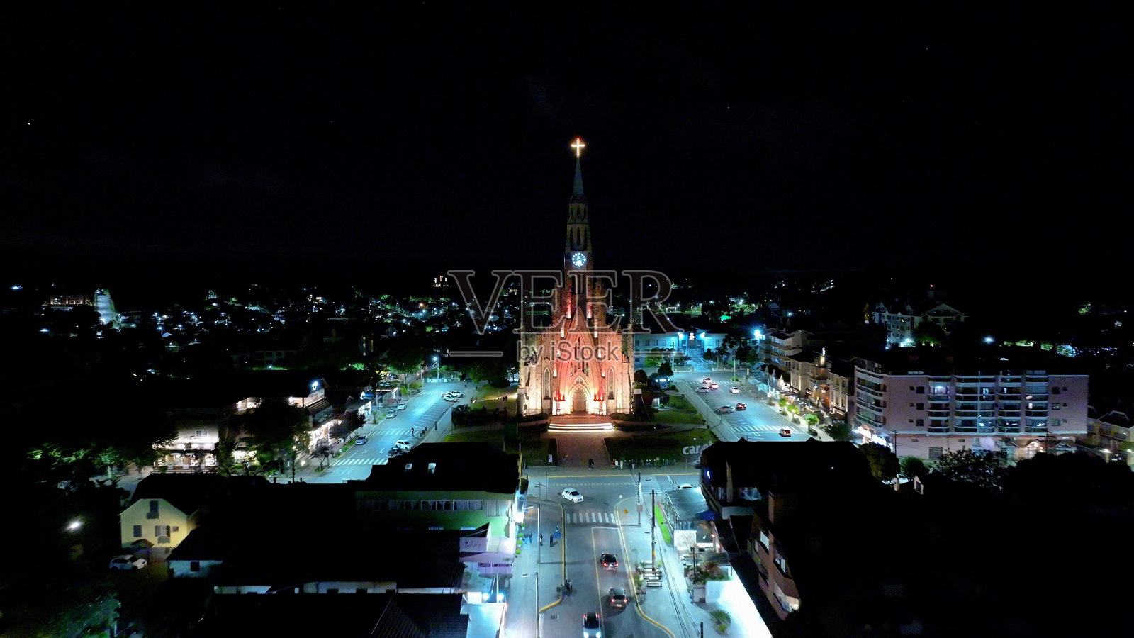 巴西南大河州卡内拉的天主教大教堂。照片摄影图片