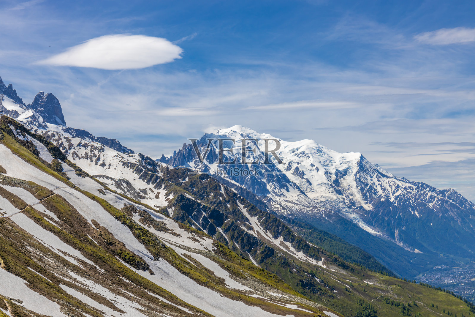 欧洲最高峰——勃朗峰的山顶照片摄影图片