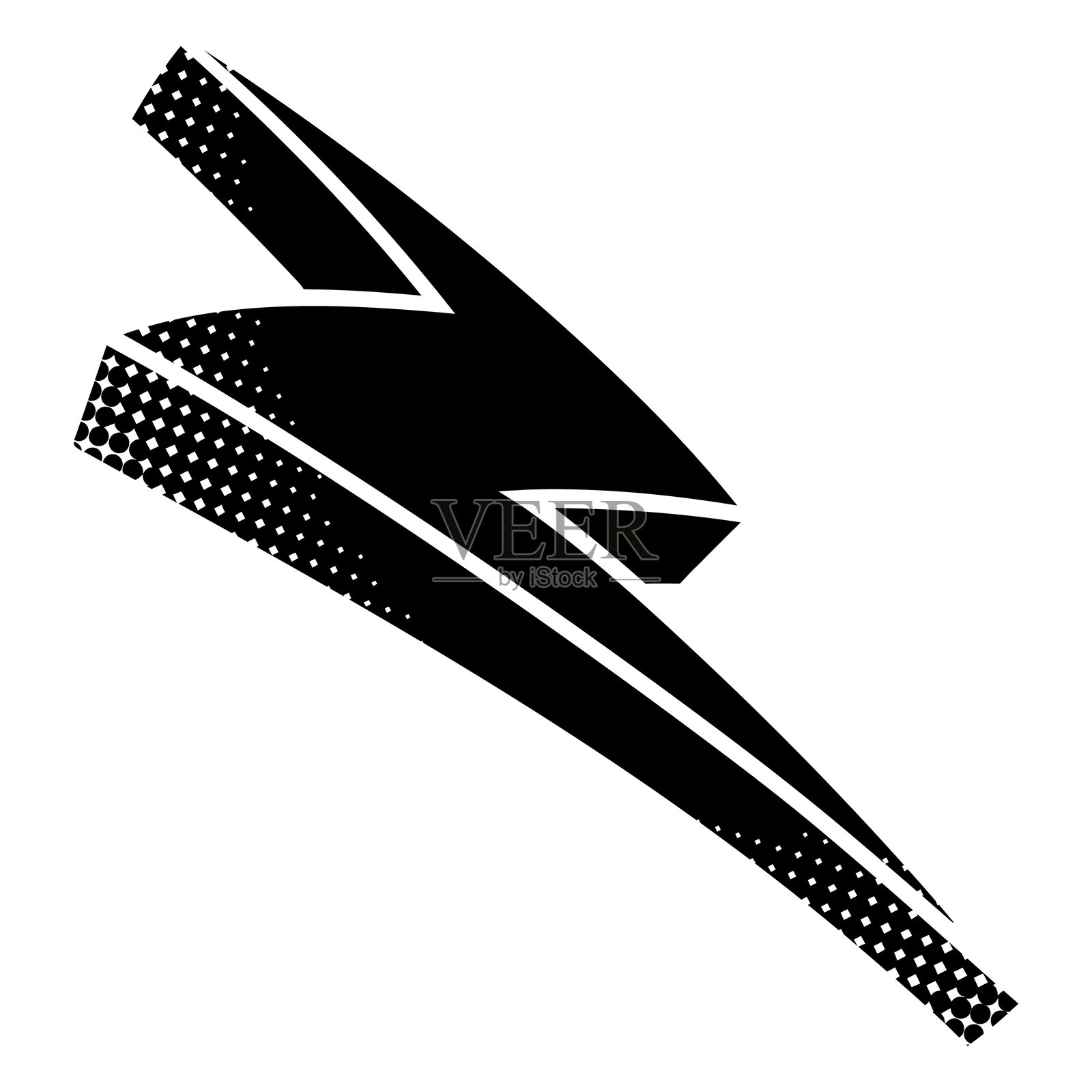 黑色半色调风格的雷电图标插画图片素材