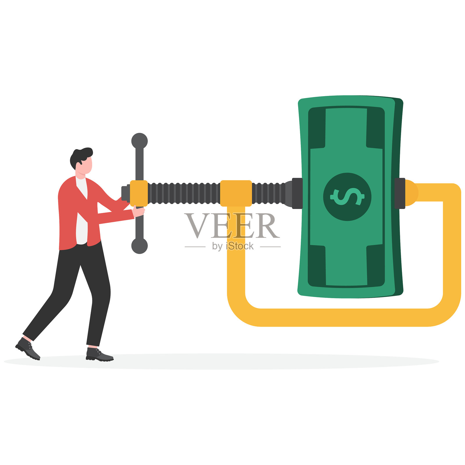 由于商业危机，企业或公司削减预算或减少开支。插画图片素材