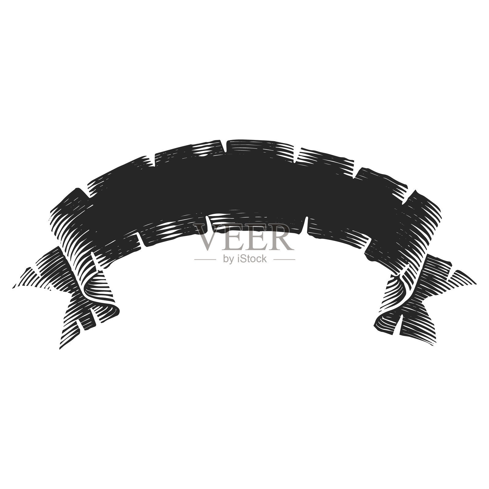 手绘图标丝带横幅复古元素矢量插图插画图片素材