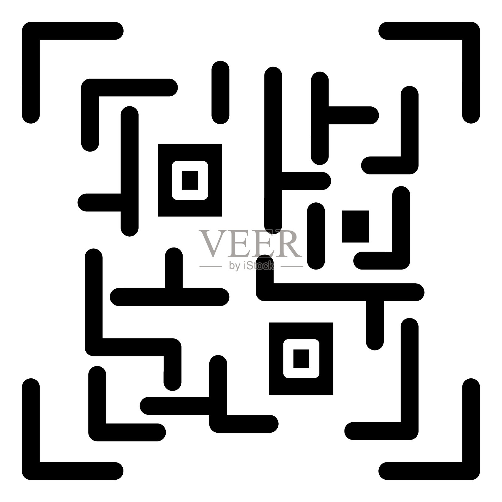 二维码图标风格插画图片素材