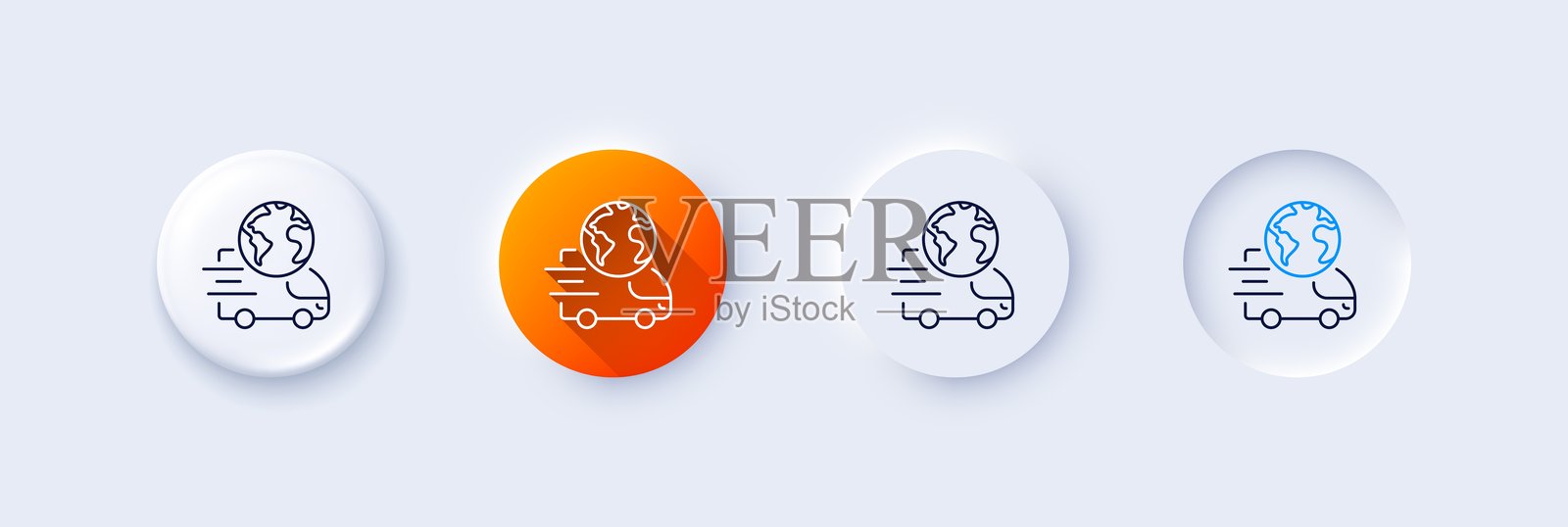 全球商业线条图标。配送服务标志。线条图标。矢量图。插画图片素材