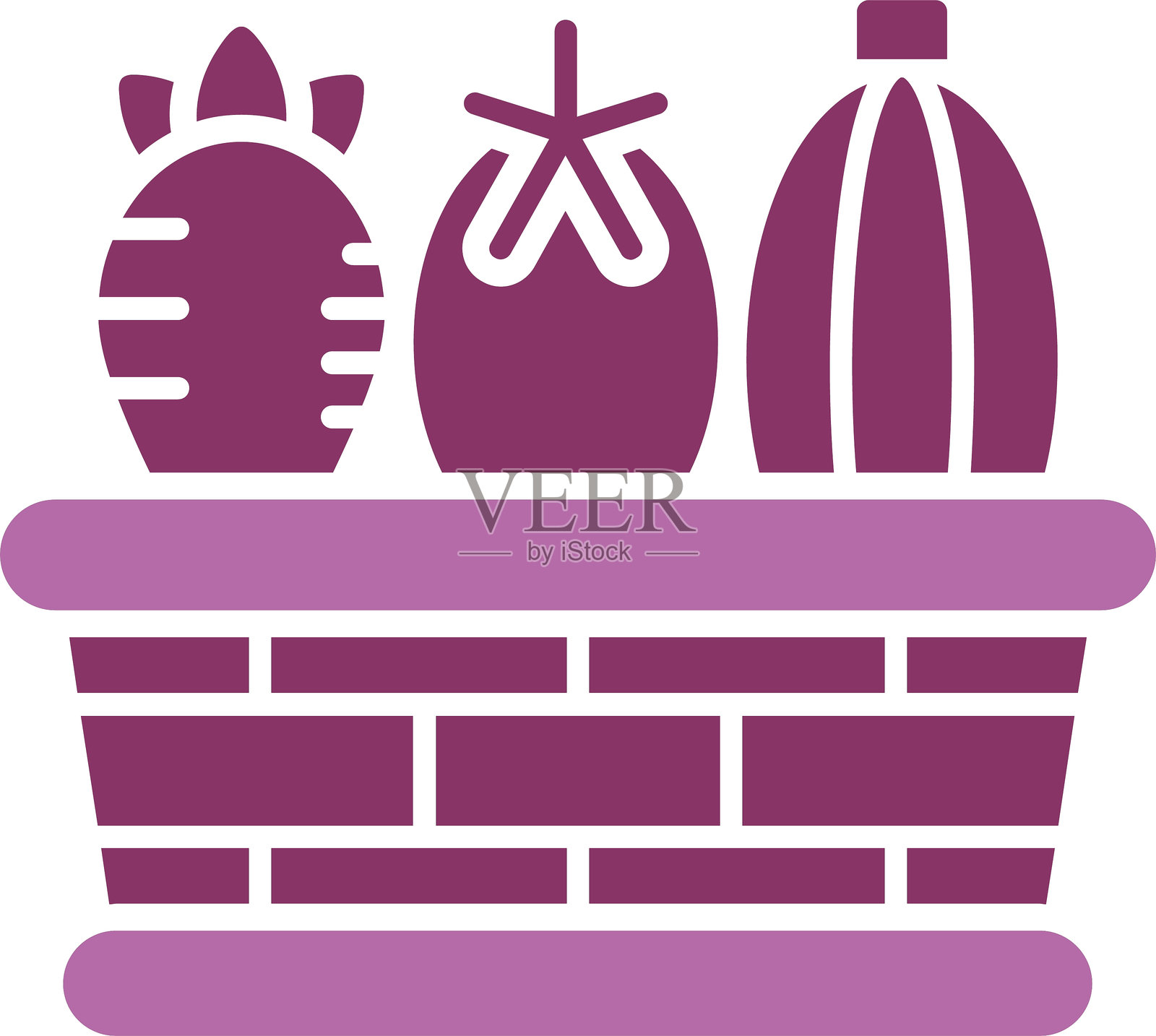 蔬菜篮子双色图标插画图片素材